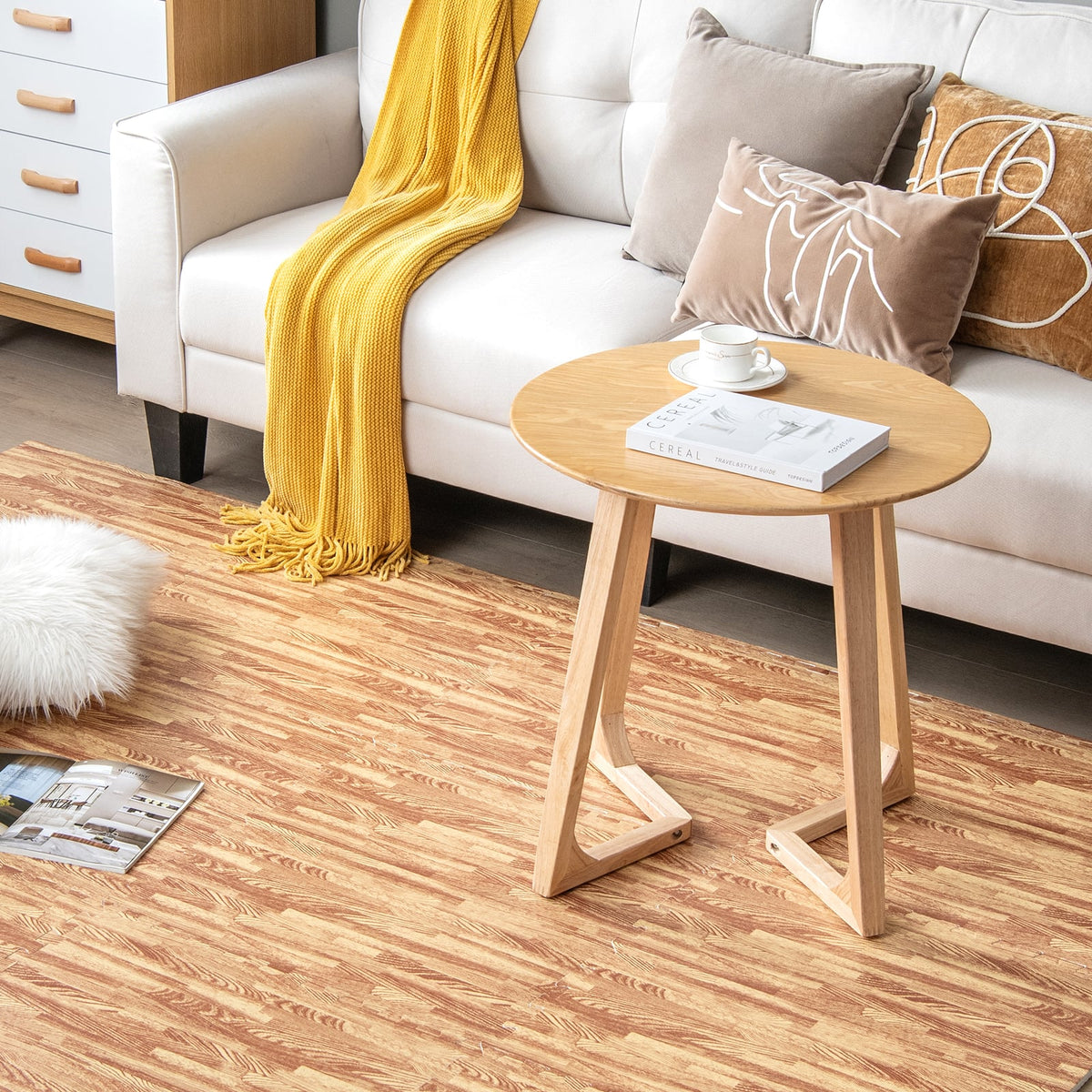 25 Tiles Wood Grain Foam Floor Mats with Borders- Natural-Foam Floor Tiles-DECOROLALA