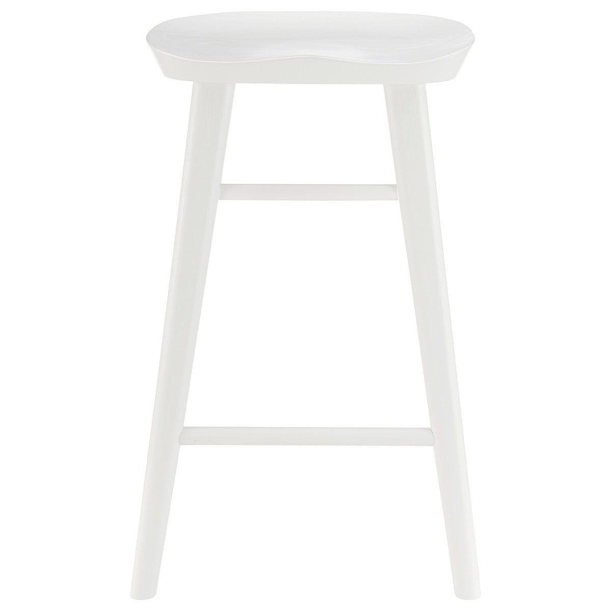 25" White Solid Wood Backless Counter Height Bar Chair-Bar Chairs-DECOROLALA