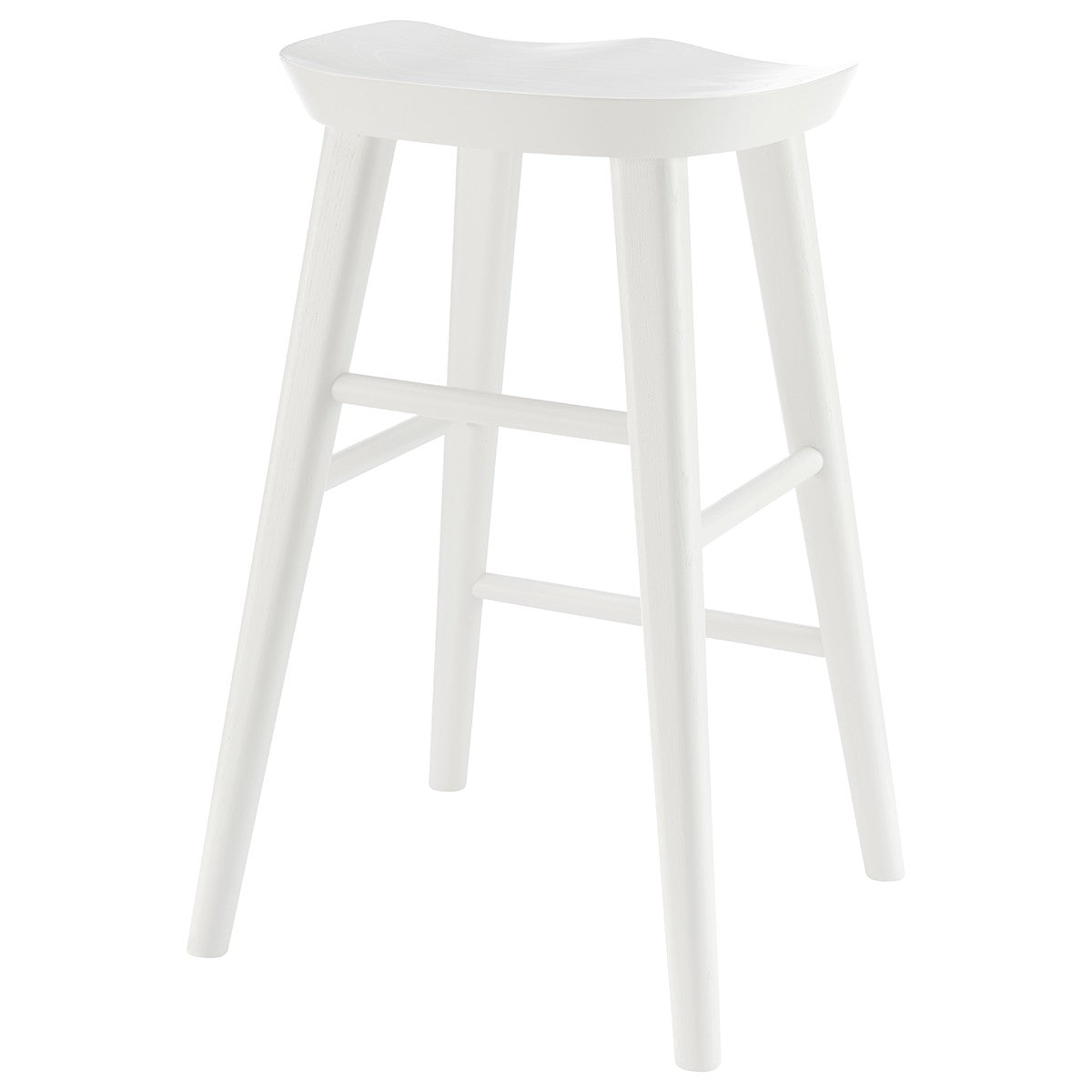 25" White Solid Wood Backless Counter Height Bar Chair-Bar Chairs-DECOROLALA
