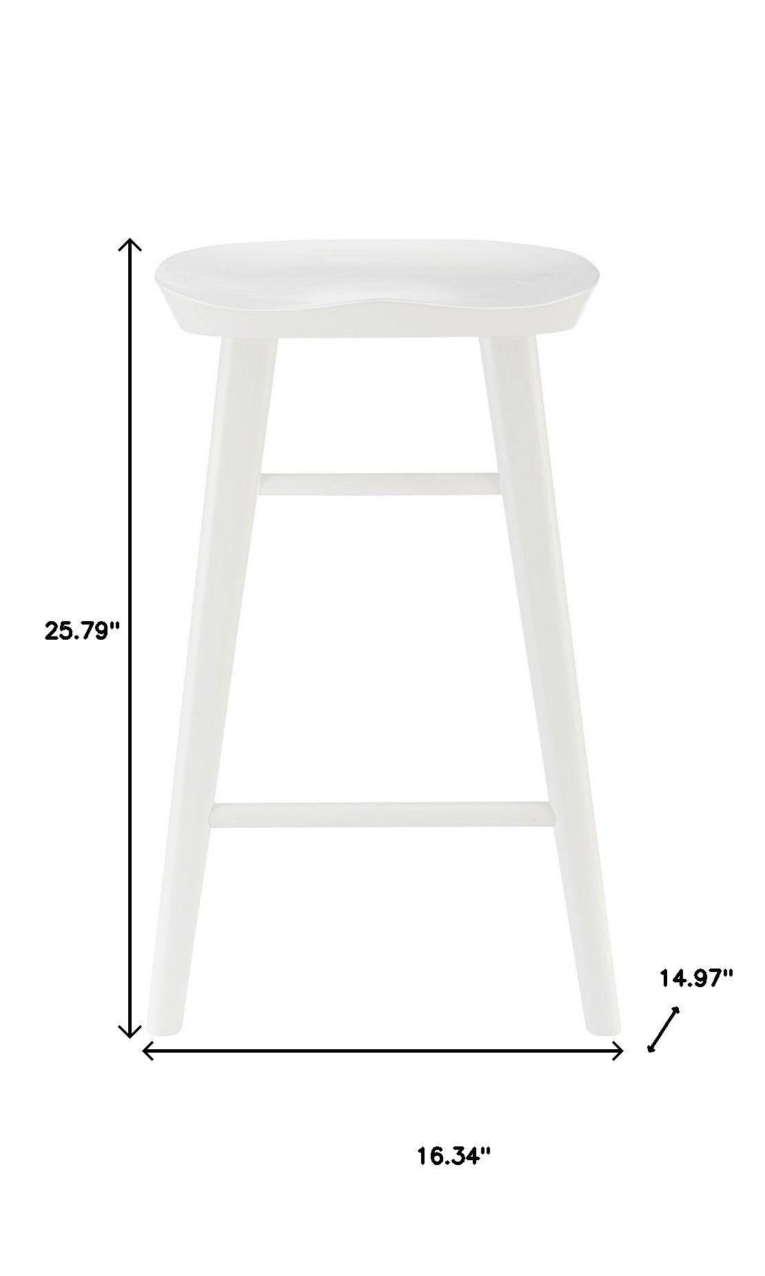 25" White Solid Wood Backless Counter Height Bar Chair-Bar Chairs-DECOROLALA