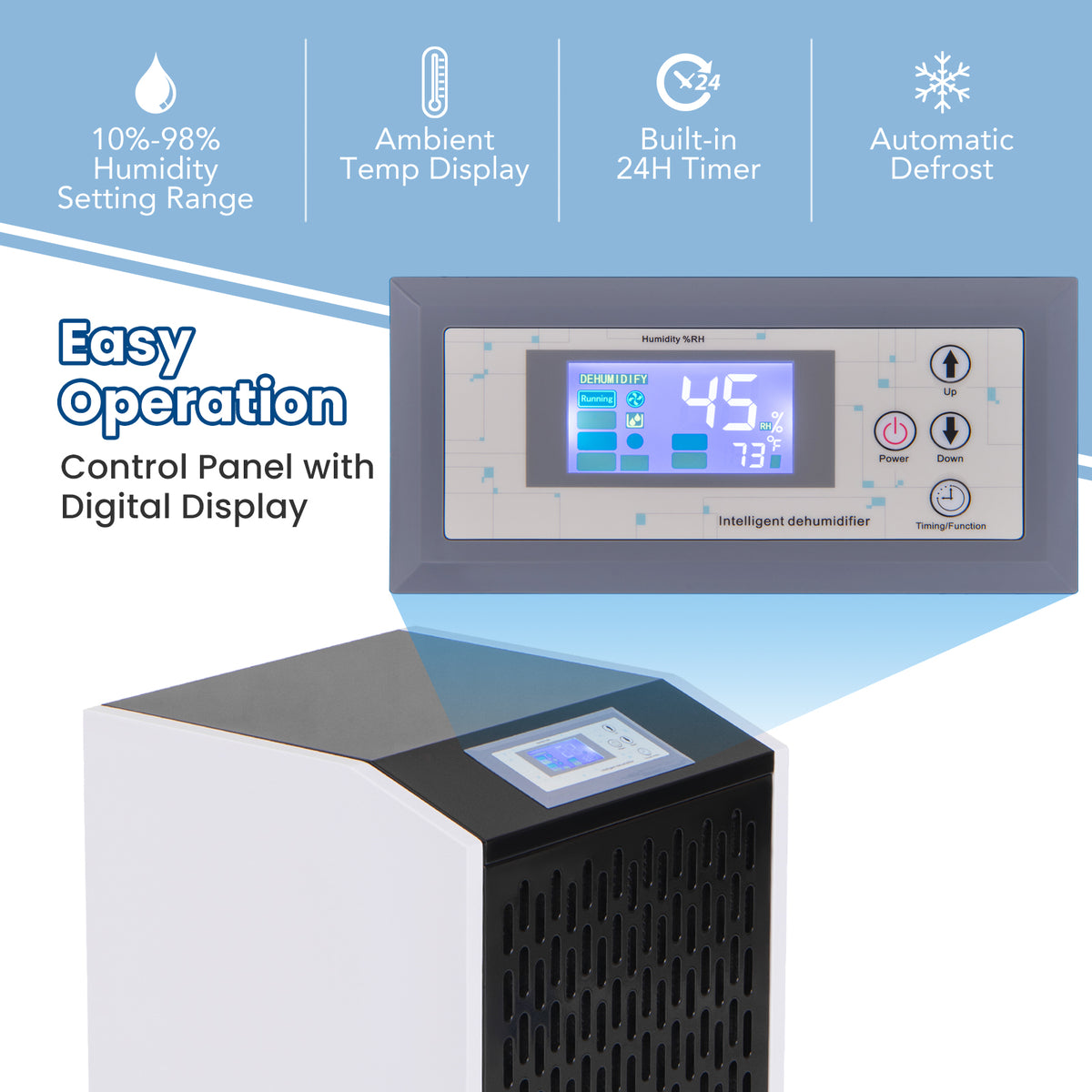 250 Pints Commercial Dehumidifier with Drain Hose Large Spaces up to 8500 Sq.Ft-White-Dehumidifiers-DECOROLALA