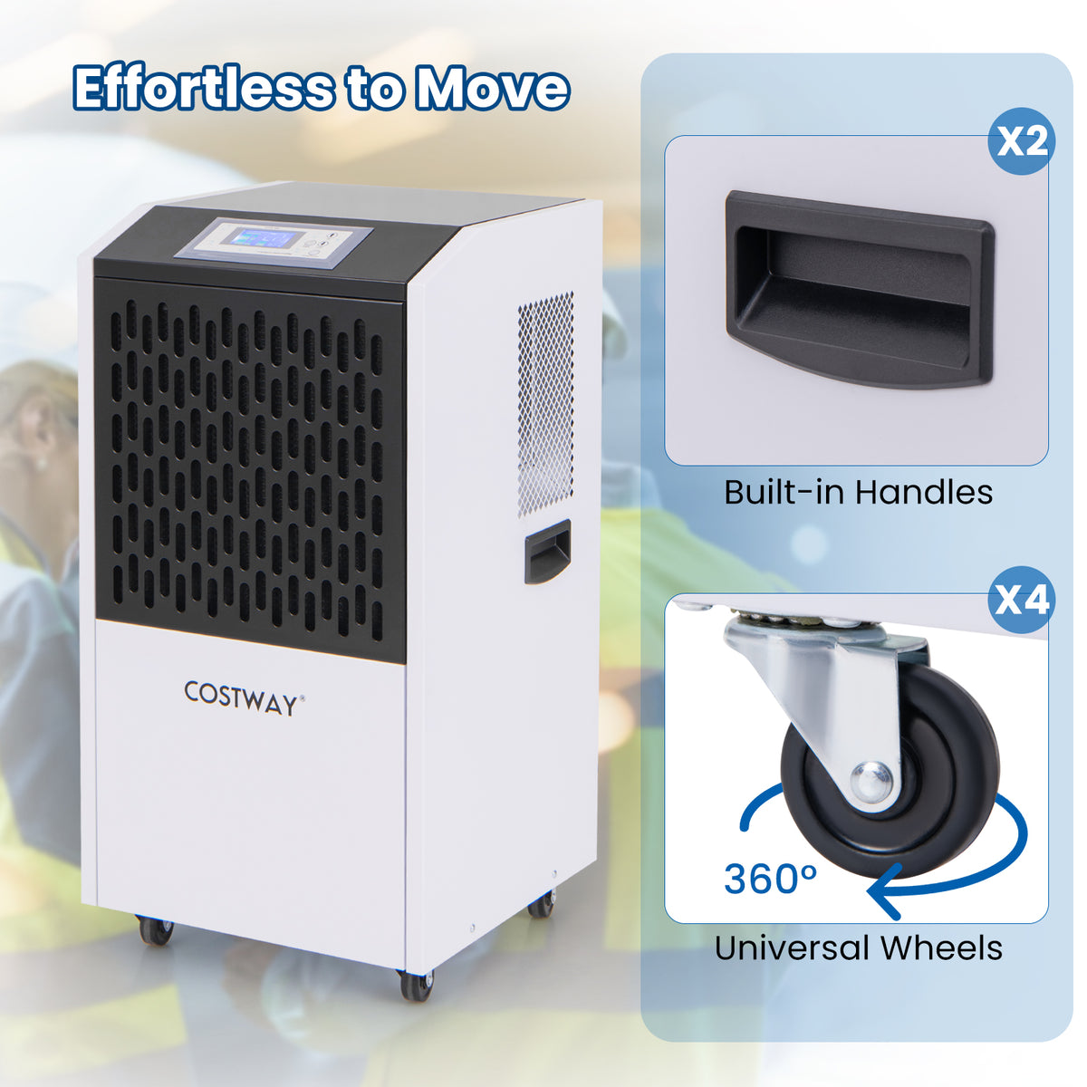 250 Pints Commercial Dehumidifier with Drain Hose Large Spaces up to 8500 Sq.Ft-White-Dehumidifiers-DECOROLALA