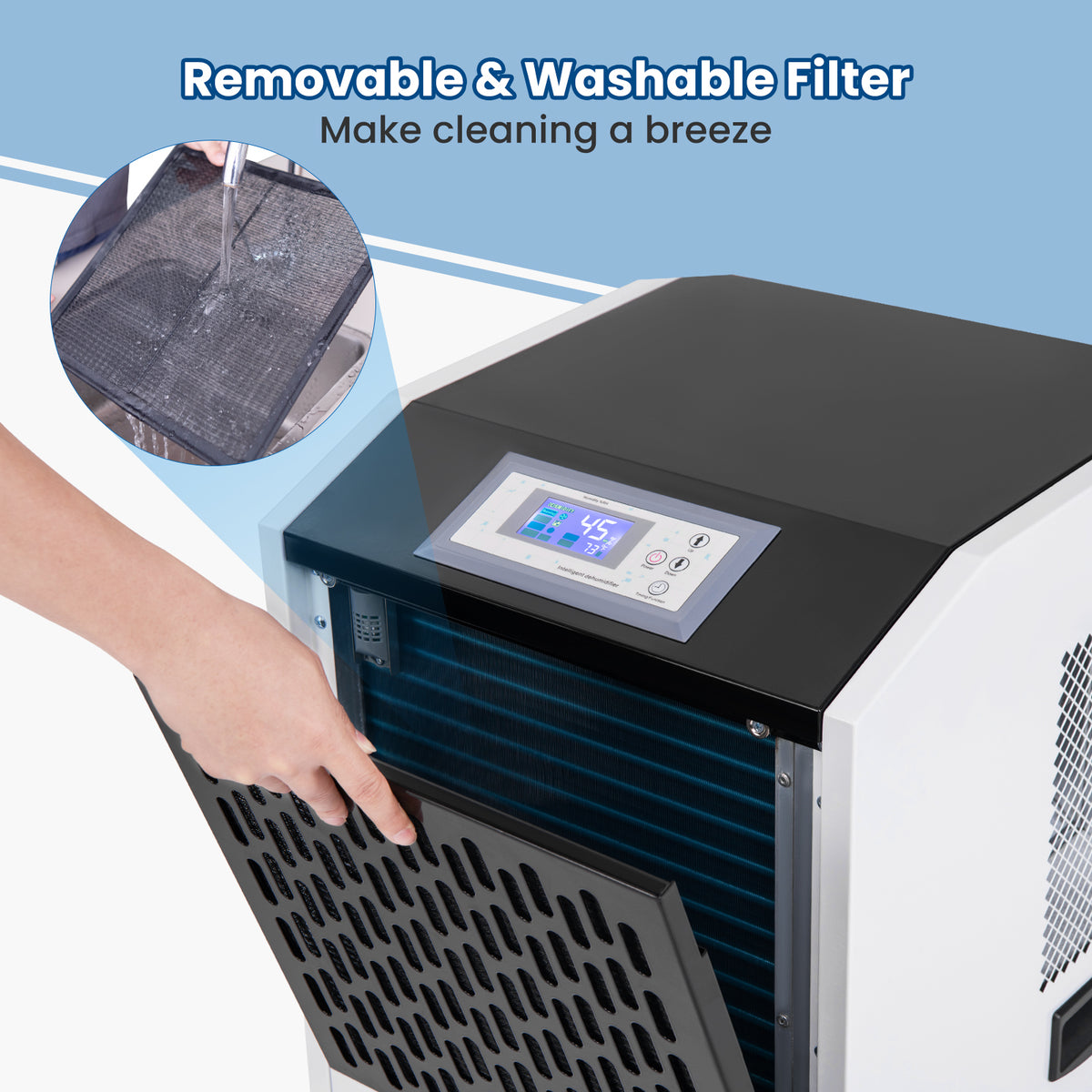 250 Pints Commercial Dehumidifier with Drain Hose Large Spaces up to 8500 Sq.Ft-White-Dehumidifiers-DECOROLALA