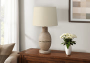 25"H Beige Resin Table Lamp with Fabric Shade-Lighting-DECOROLALA