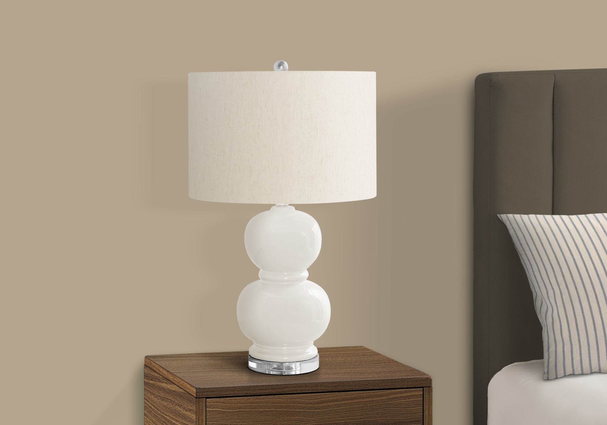 25"H Blue Ceramic Table Lamp with Ivory Shade-Lighting-DECOROLALA