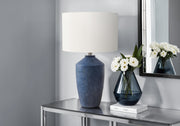 25"H Blue Concrete Table Lamp with Ivory Shade-Lighting-DECOROLALA