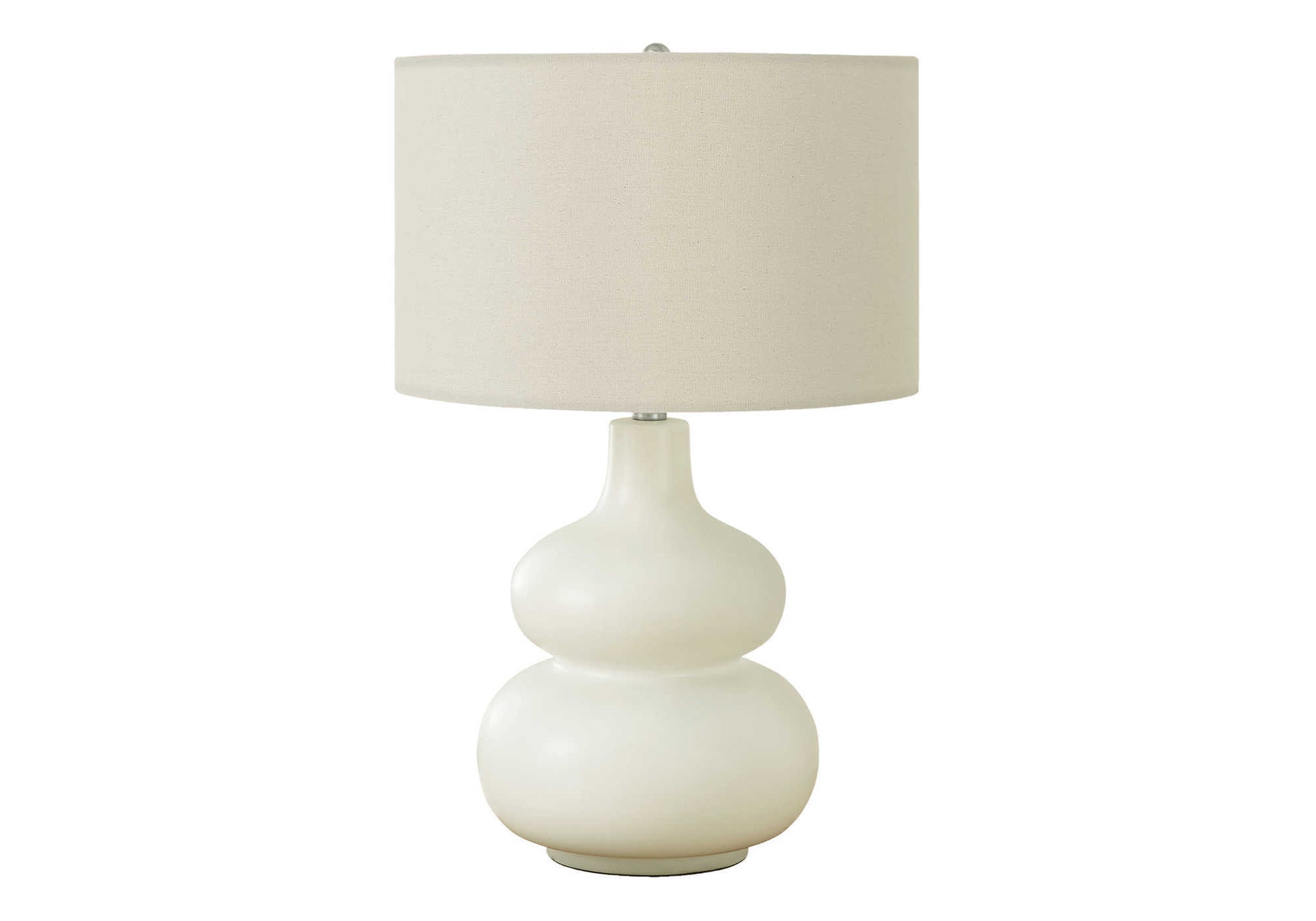 25"H Cream Ceramic Table Lamp with Ivory Linen Shade-Lighting-DECOROLALA