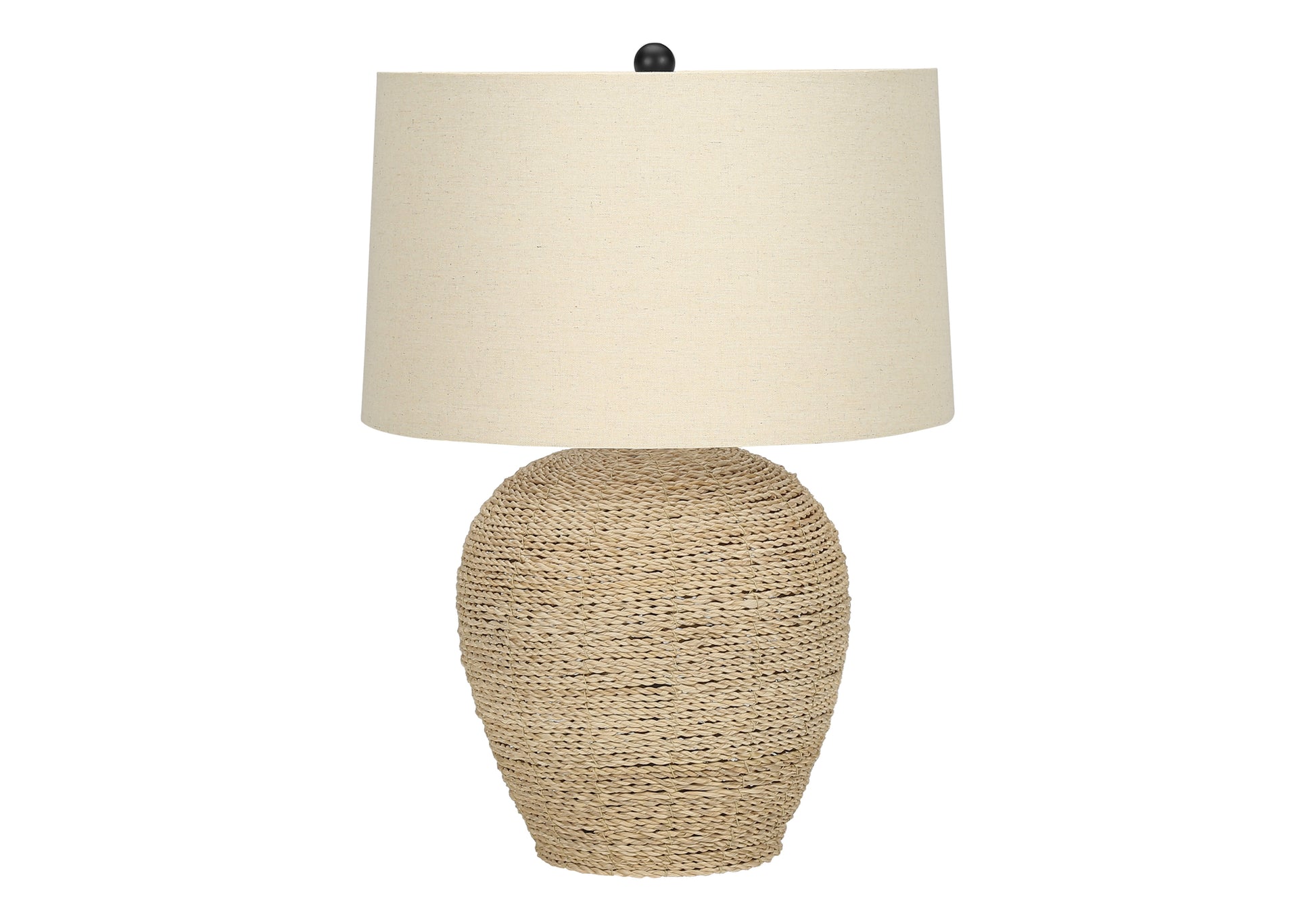 25"H Rattan Ginger Jar Table Lamp with Beige Linen Shade-Lighting-DECOROLALA