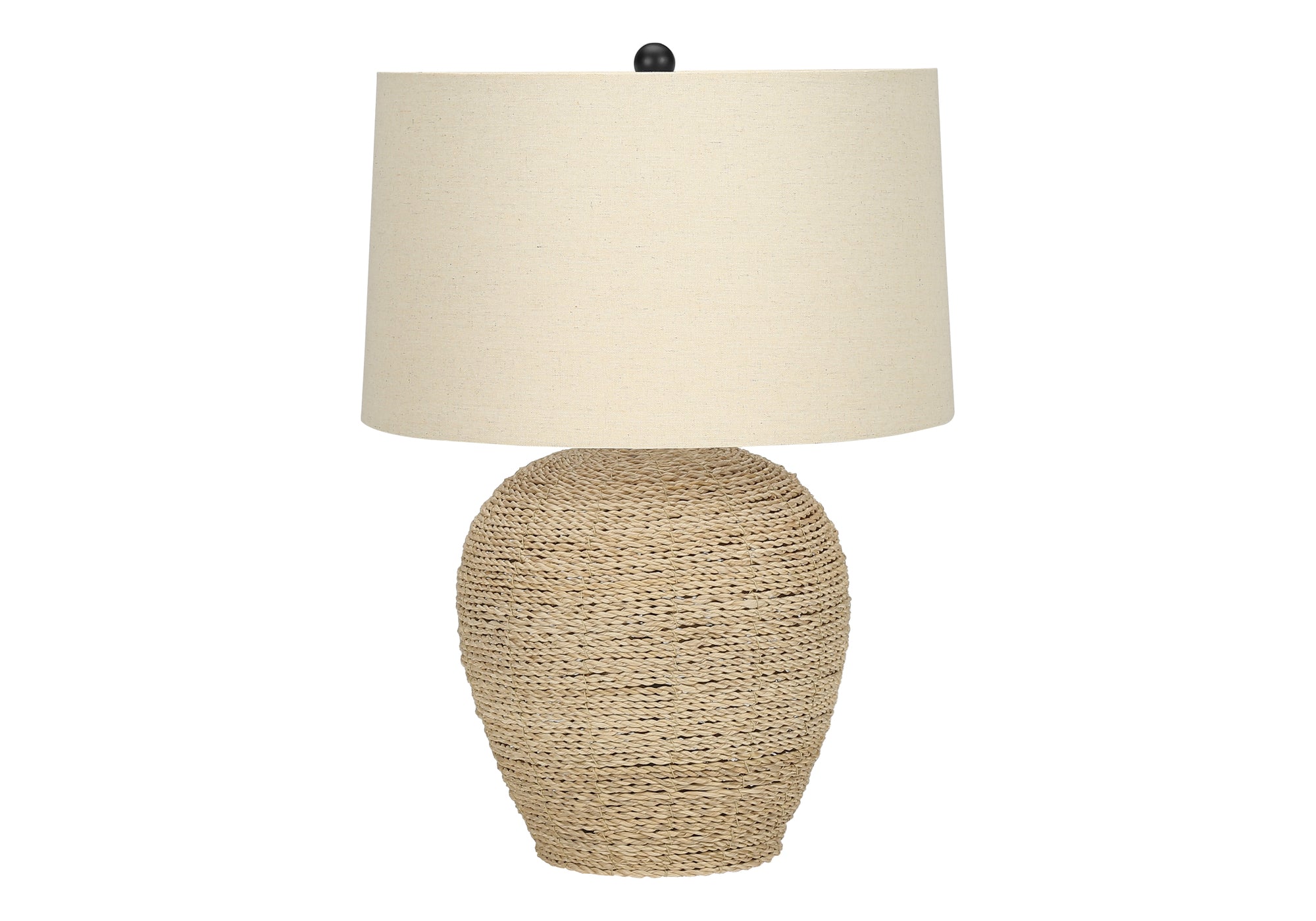 25"H Rattan Ginger Jar Table Lamp with Beige Linen Shade-Lighting-DECOROLALA