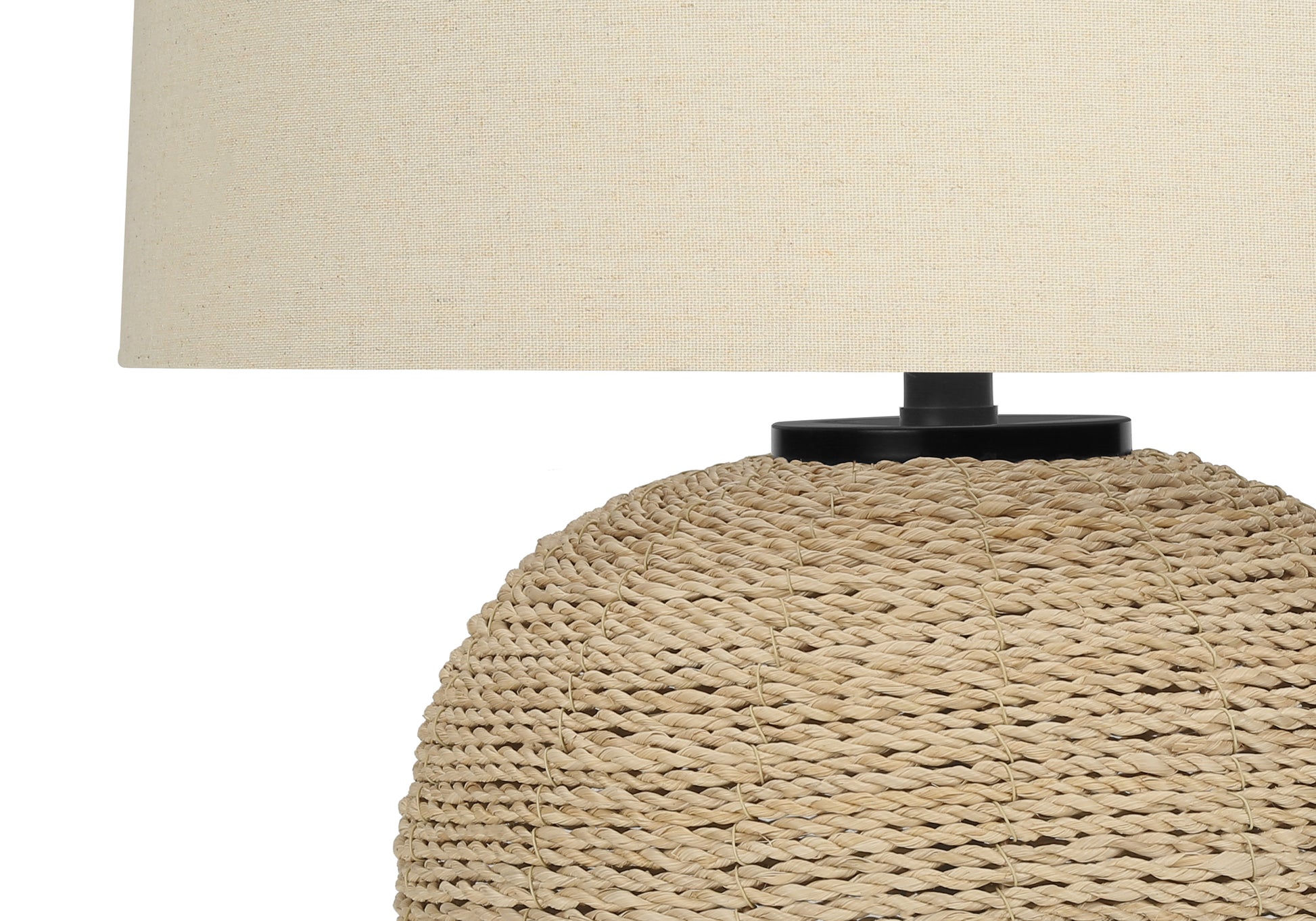 25"H Rattan Ginger Jar Table Lamp with Beige Linen Shade-Lighting-DECOROLALA