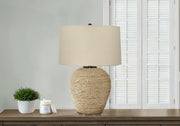 25"H Rattan Ginger Jar Table Lamp with Beige Linen Shade-Lighting-DECOROLALA