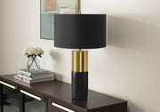 25"H Table Lamp Black Concrete Base Black Shade-Lighting-DECOROLALA