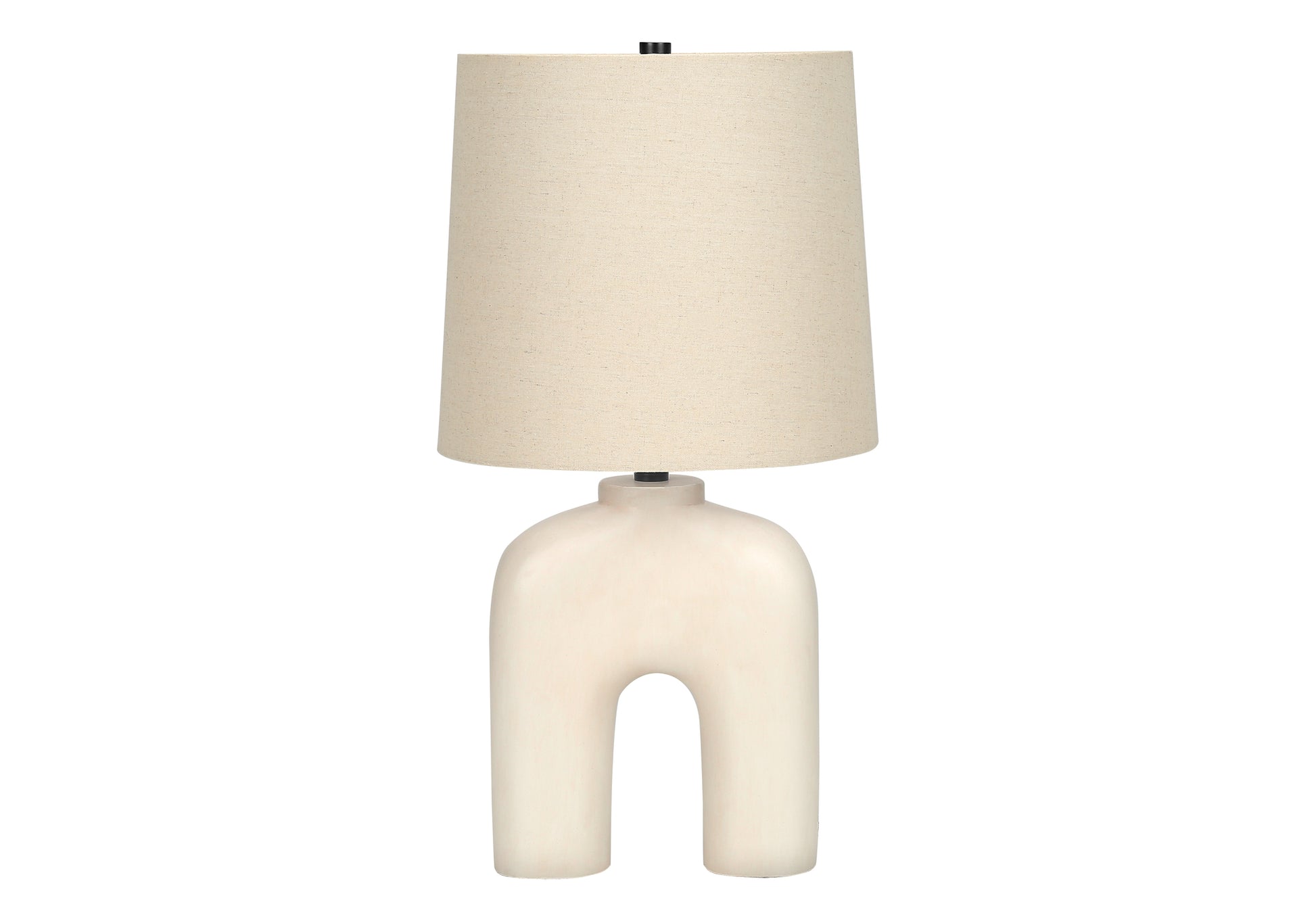 25"H Table Lamp Cream Resin Base Beige Shade-Lighting-DECOROLALA