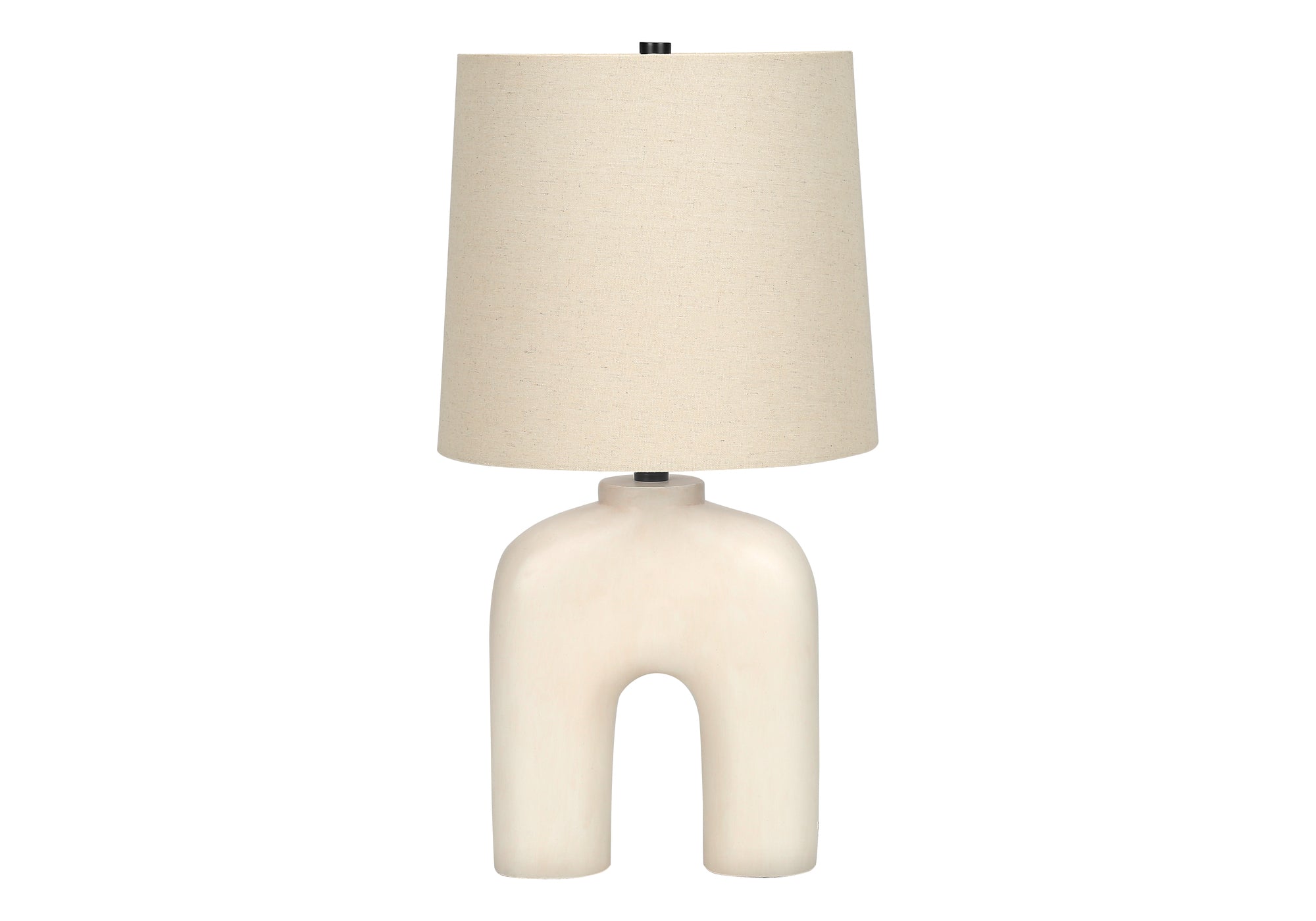 25"H Table Lamp Cream Resin Base Beige Shade-Lighting-DECOROLALA