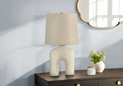 25"H Table Lamp Cream Resin Base Beige Shade-Lighting-DECOROLALA