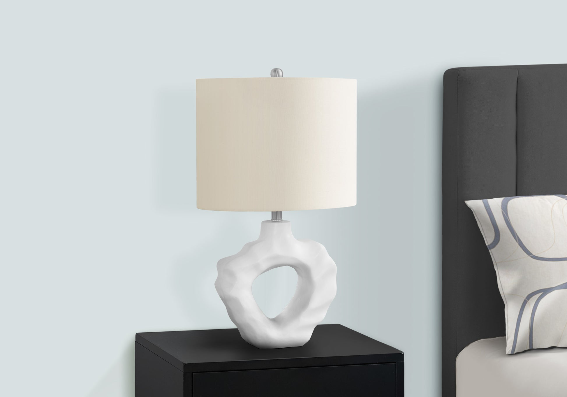 25"H Table Lamp Cream Resin Base Ivory Shade-Lighting-DECOROLALA