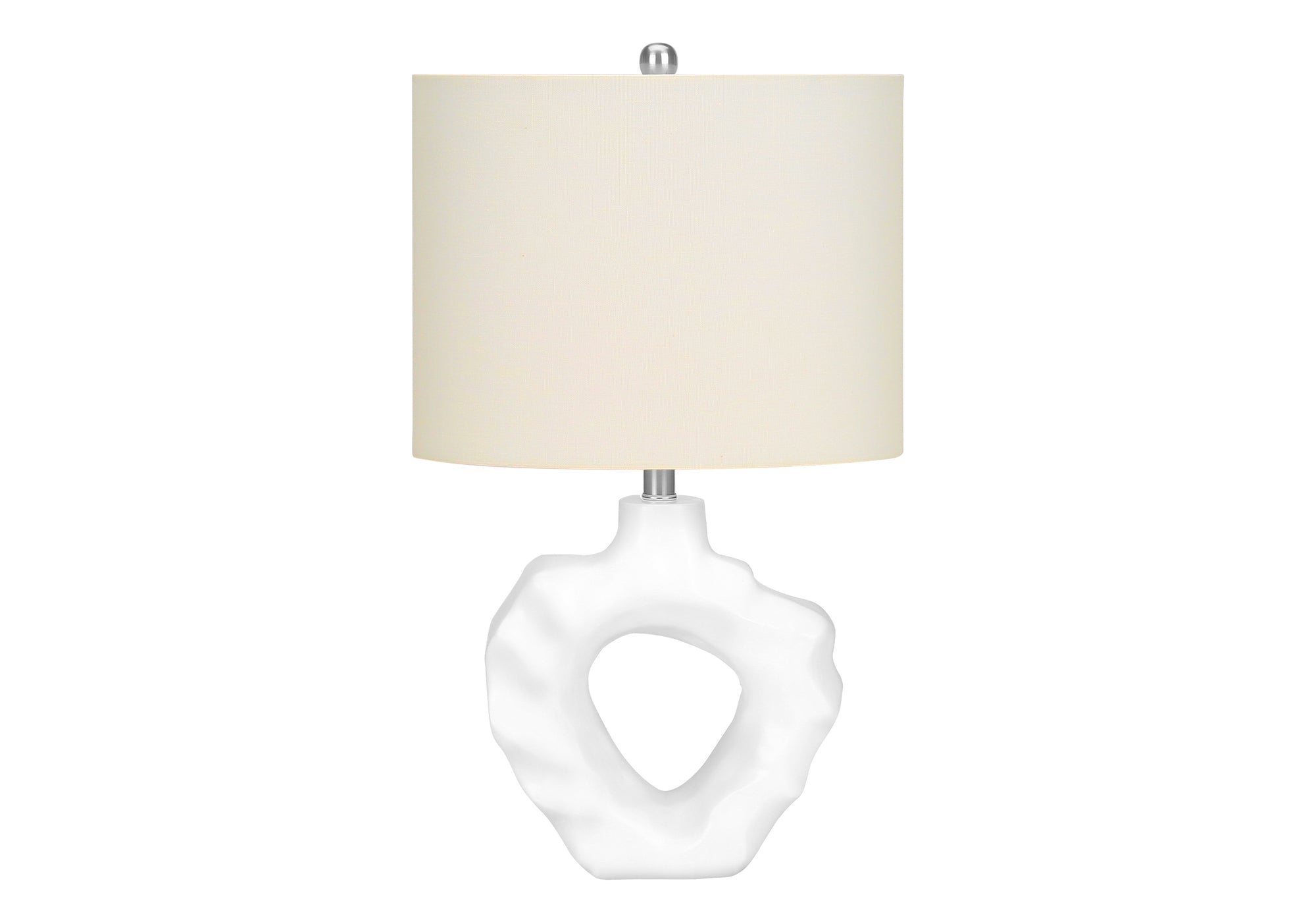 25"H Table Lamp Cream Resin Base Ivory Shade-Lighting-DECOROLALA
