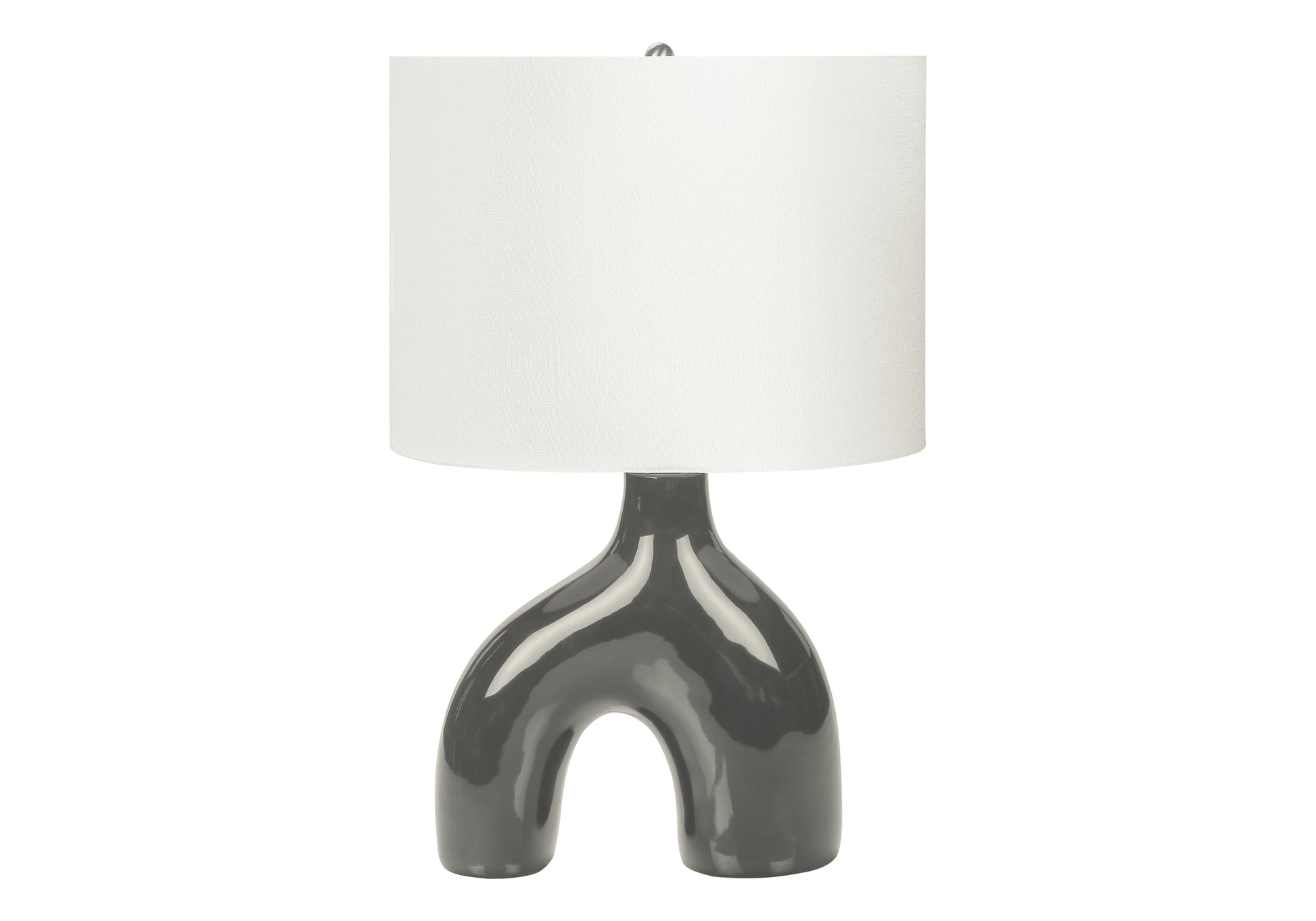 25"H Table Lamp, Grey Ceramic Base, Ivory Shade-Lighting-DECOROLALA