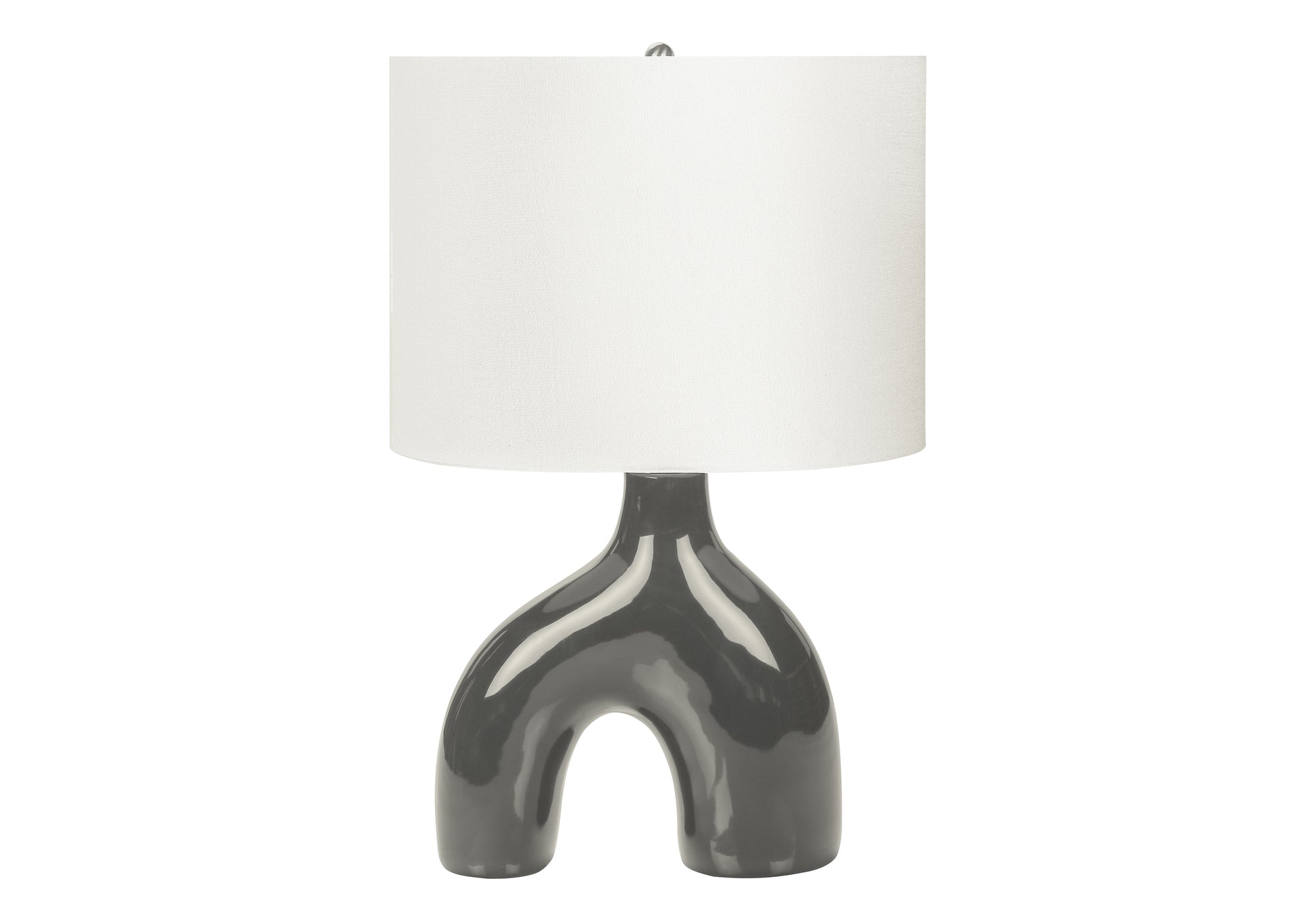 25"H Table Lamp, Grey Ceramic Base, Ivory Shade-Lighting-DECOROLALA