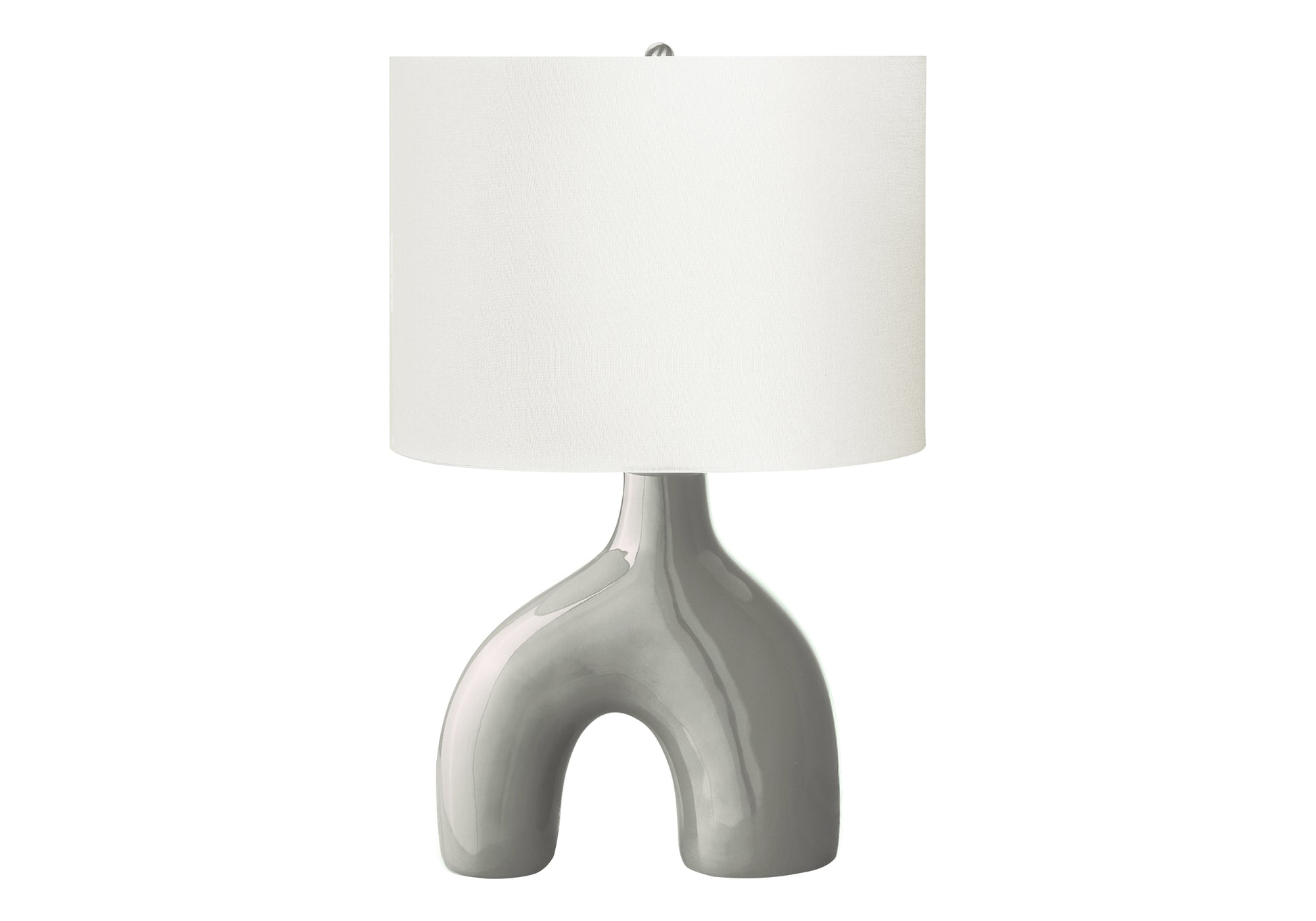 25"H Table Lamp, Grey Ceramic Base, Ivory Shade-Lighting-DECOROLALA