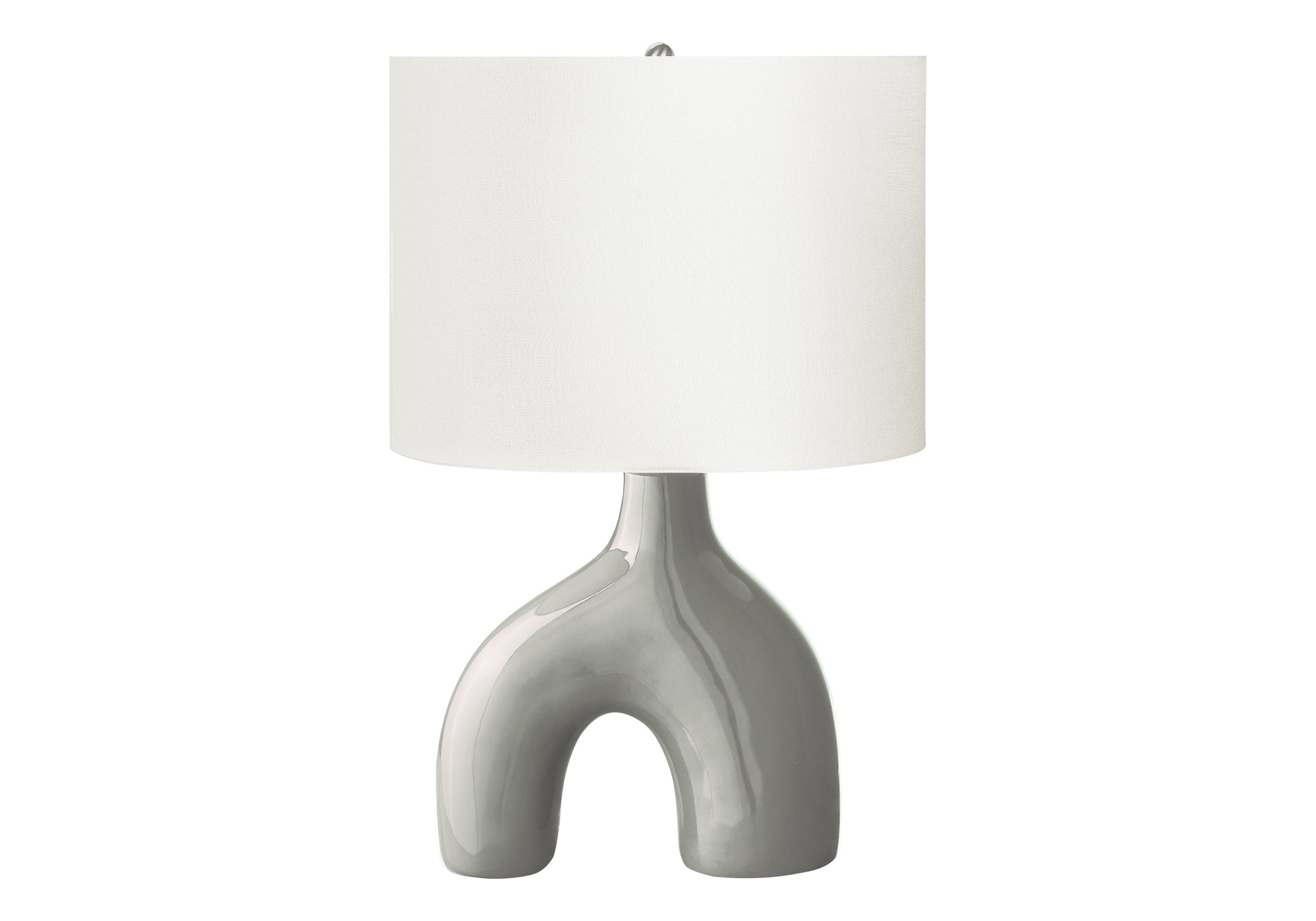 25"H Table Lamp, Grey Ceramic Base, Ivory Shade-Lighting-DECOROLALA