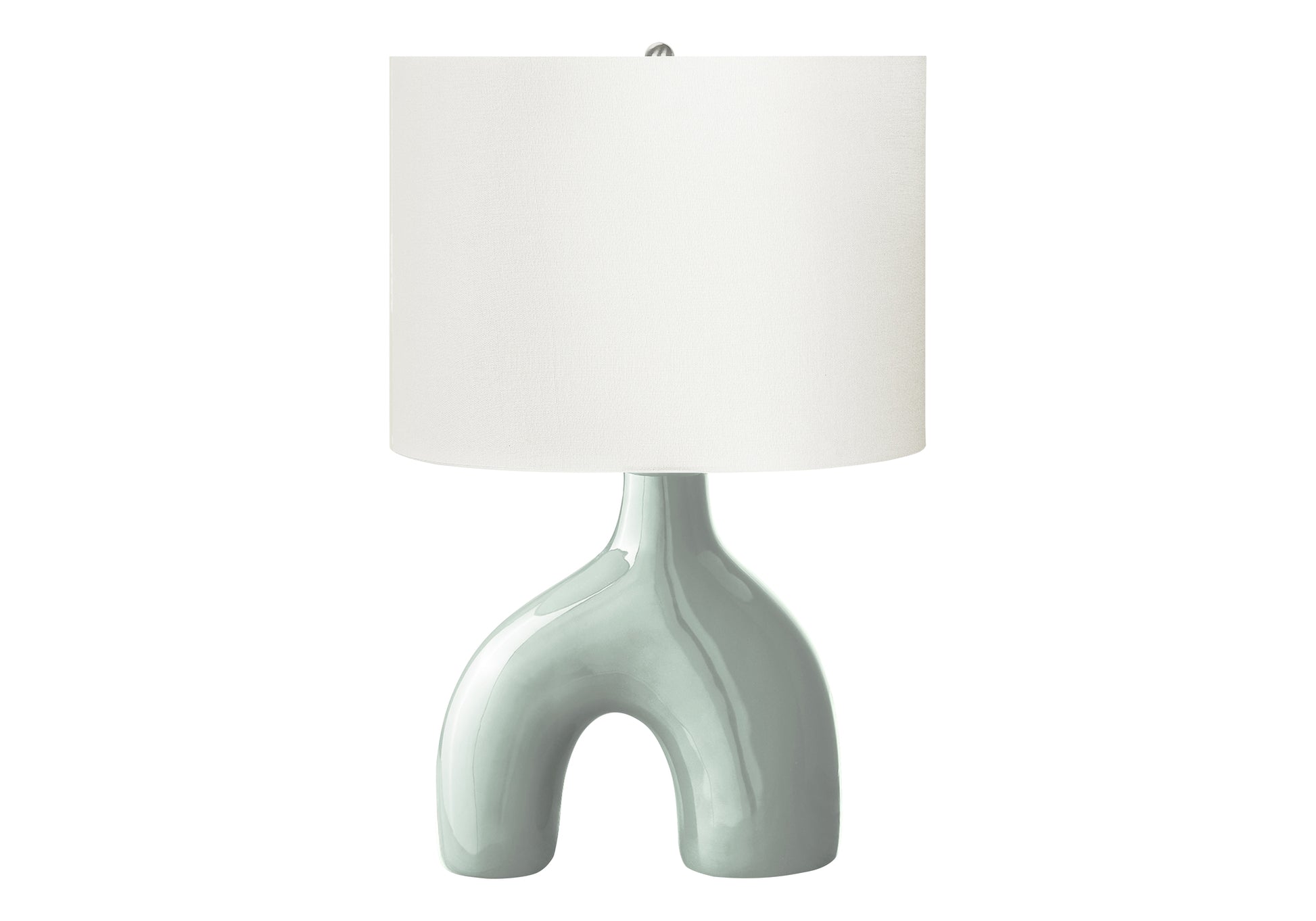 25"H Table Lamp, Grey Ceramic Base, Ivory Shade-Lighting-DECOROLALA