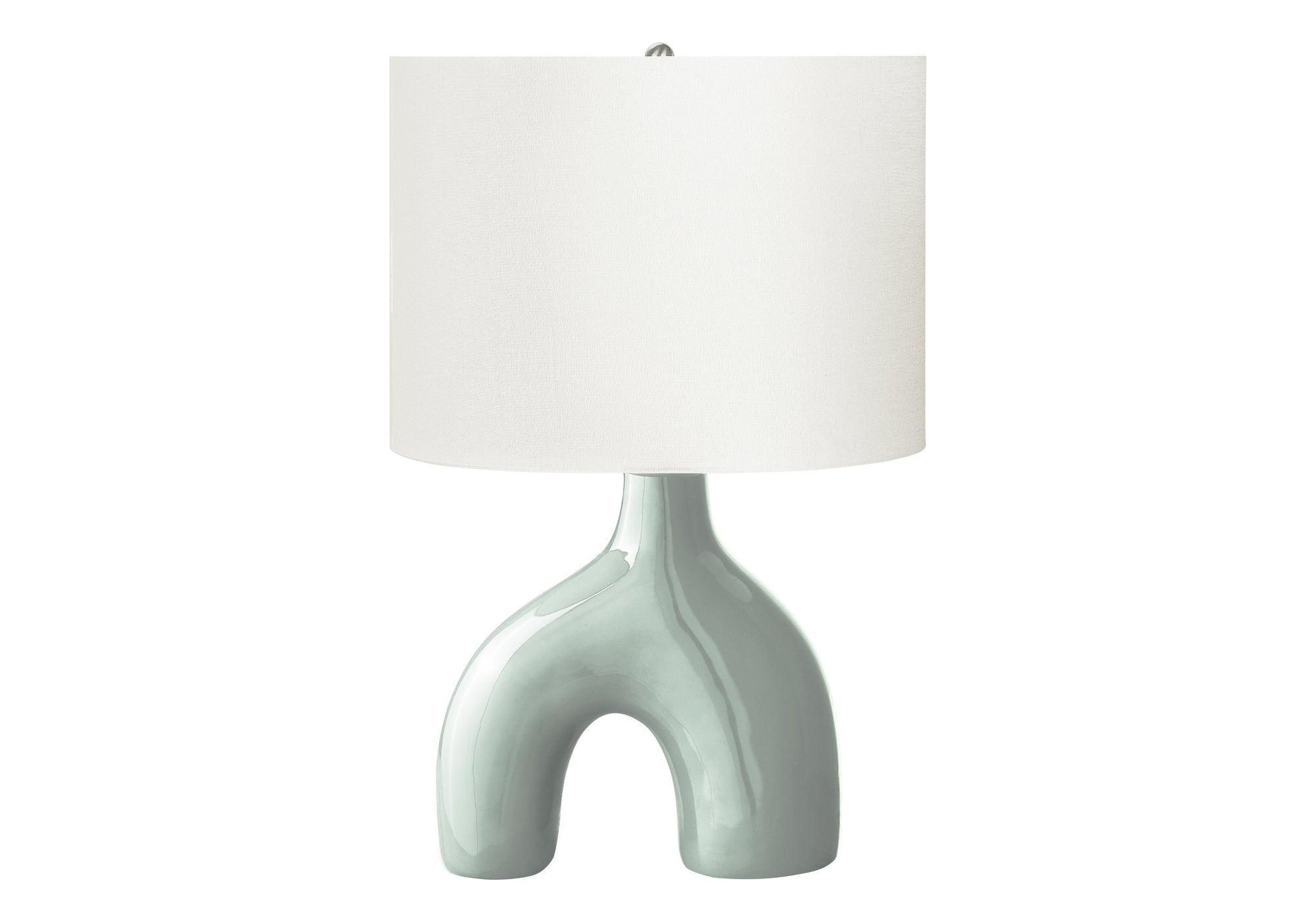 25"H Table Lamp, Grey Ceramic Base, Ivory Shade-Lighting-DECOROLALA