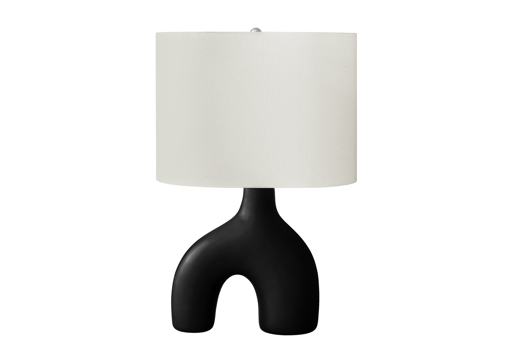 25"H Table Lamp, Grey Ceramic Base, Ivory Shade-Lighting-DECOROLALA