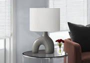 25"H Table Lamp, Grey Ceramic Base, Ivory Shade-Lighting-DECOROLALA