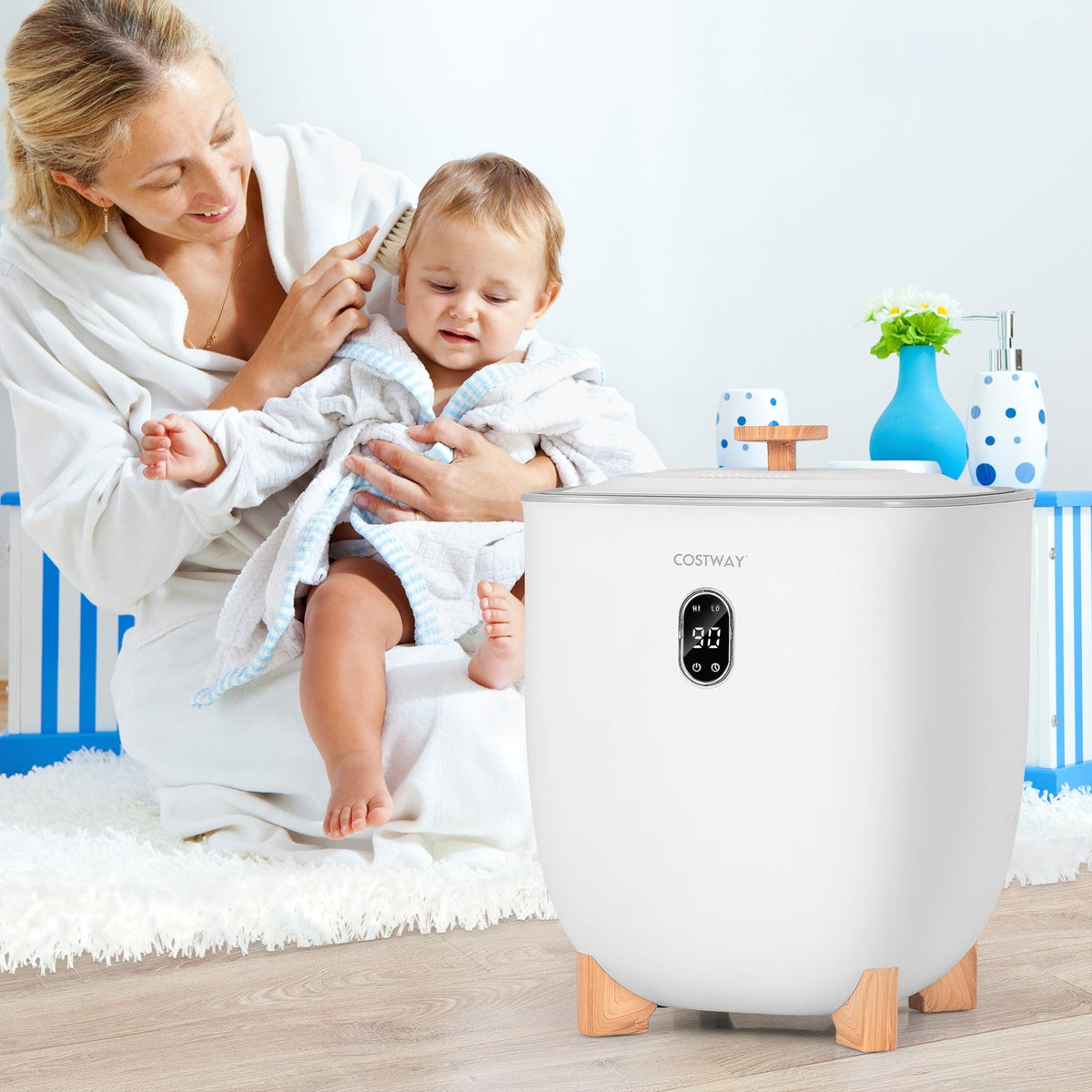 25L Towel Warmer Bucket - White 2-Level Heating Auto Shut-Off-Dryers-DECOROLALA