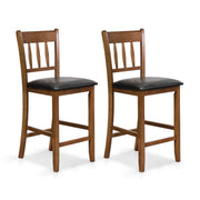 25.5 Inch Counter Height Bar Chair Set of 2 with Backrest Padded Seat-Walnut-Dining Chairs-DECOROLALA