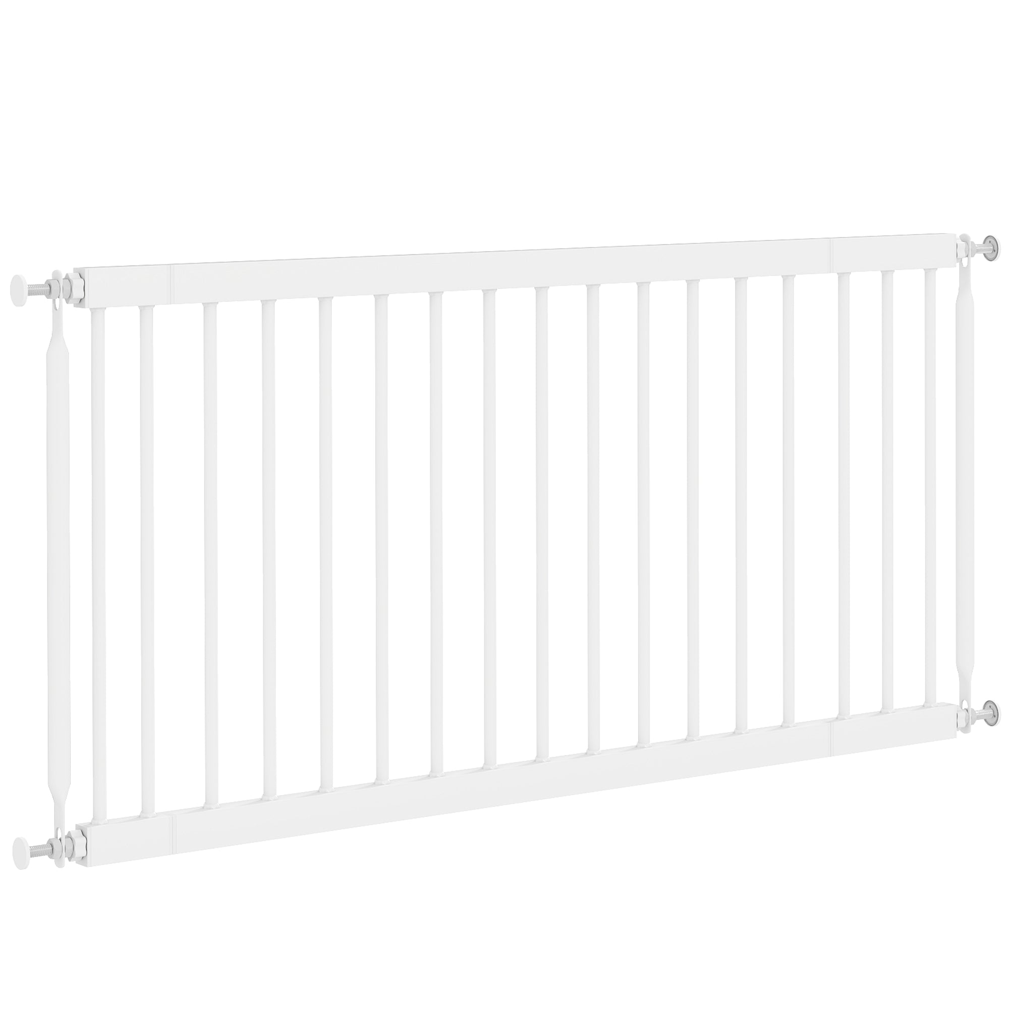 26"-37" Dog Gate, Adjustable Pet Gate, Fits 18" Tall with 2 Extension, Pressure Mount Kit for Stairs and Doorways, White-Dogs-DECOROLALA