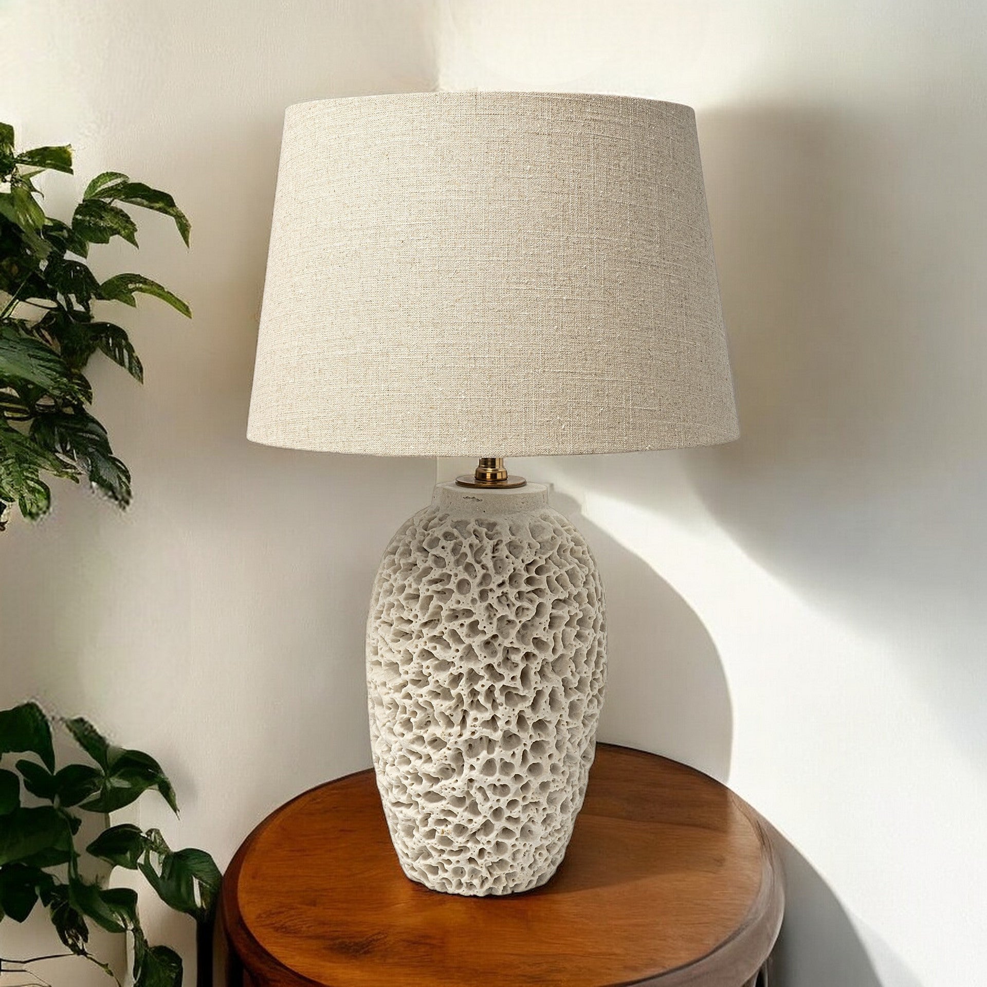 26" Beige Lamp Base LED With Champagne Shade-Table Lamps-DECOROLALA