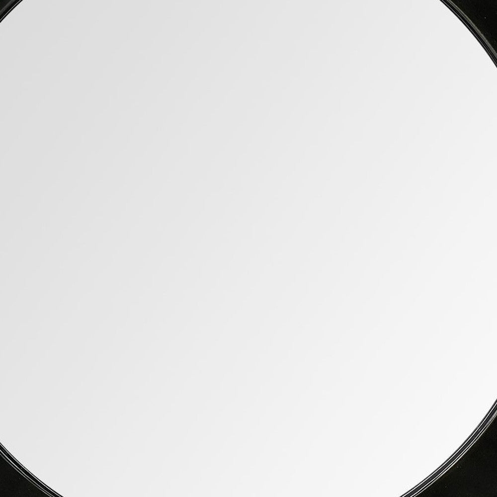 26" Black Cog Round Metal Frame Wall Mirror-Mirrors-DECOROLALA