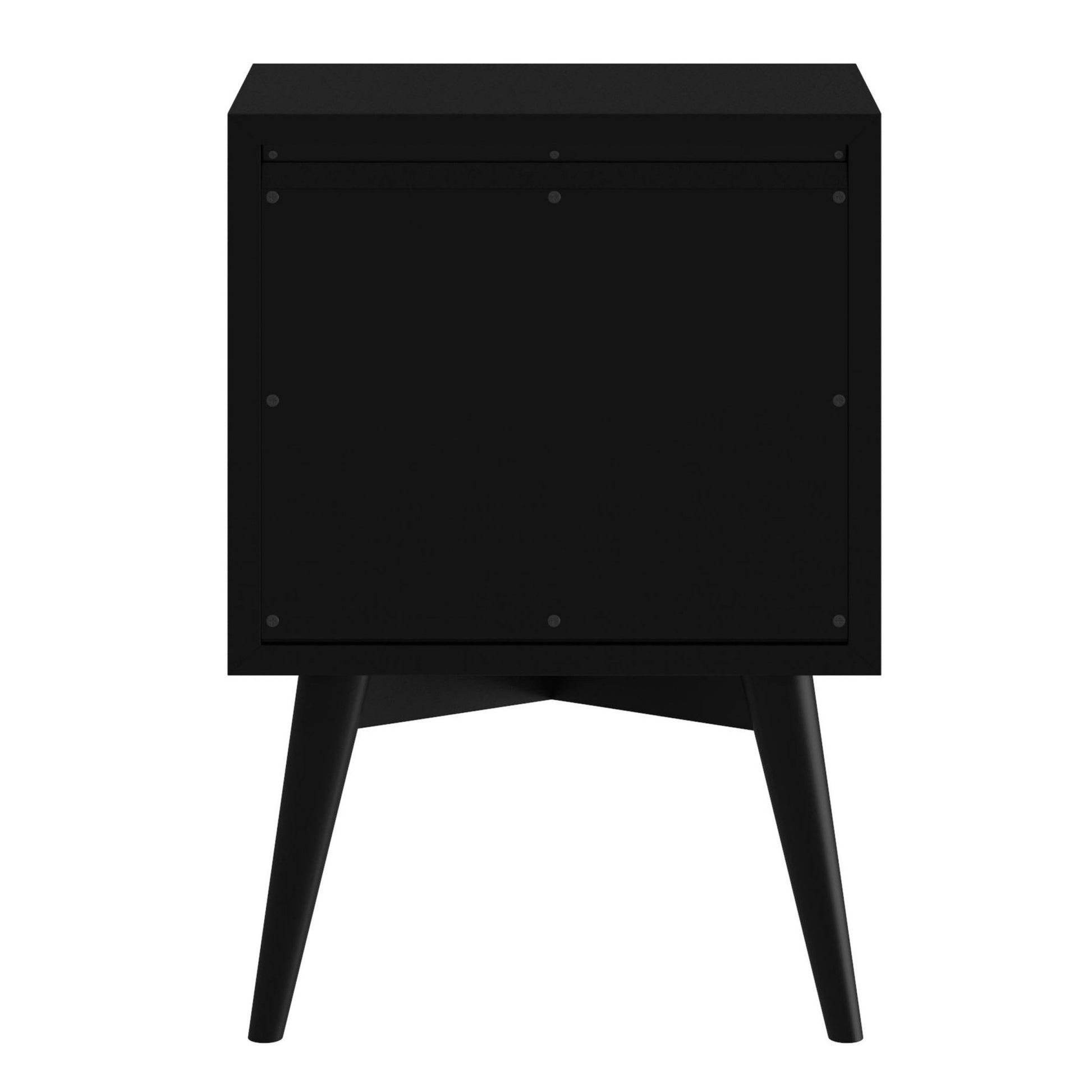 26" Black Solid Wood Two Drawer Nightstand-Nightstands & Bedside Tables-DECOROLALA
