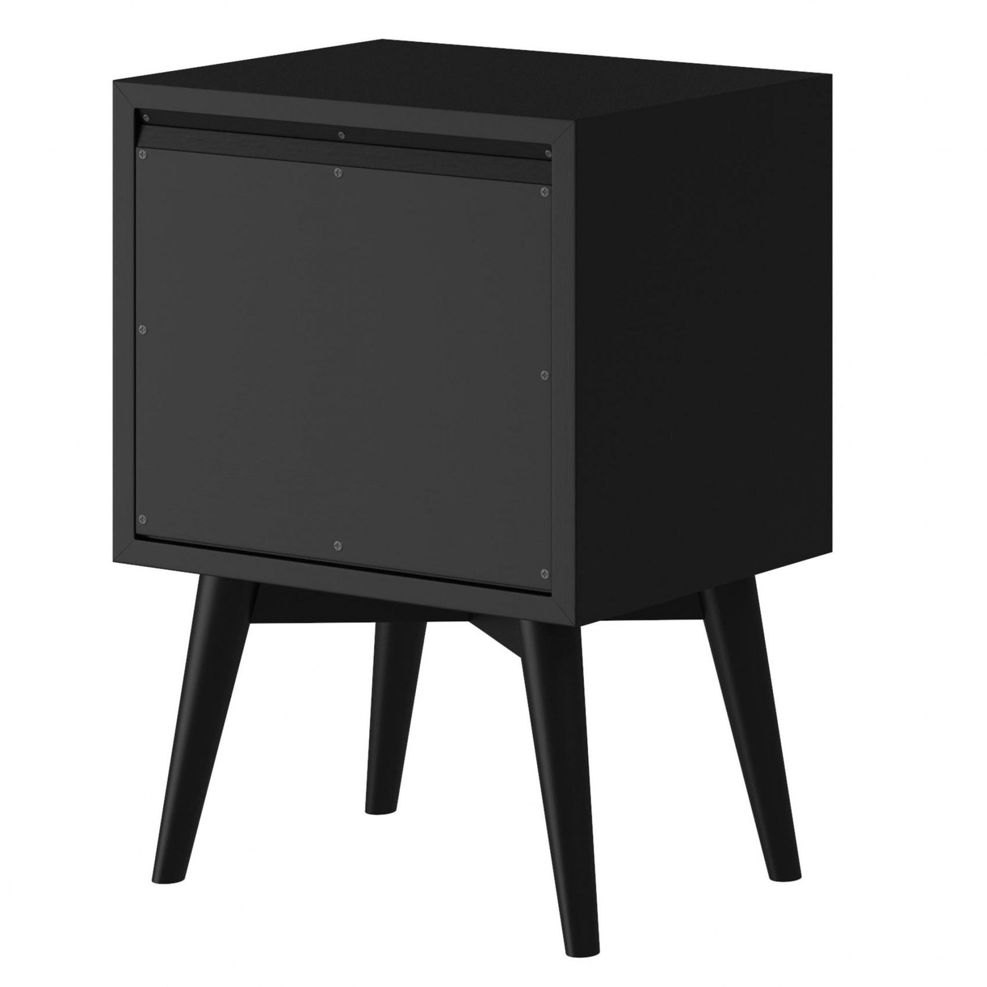 26" Black Solid Wood Two Drawer Nightstand-Nightstands & Bedside Tables-DECOROLALA