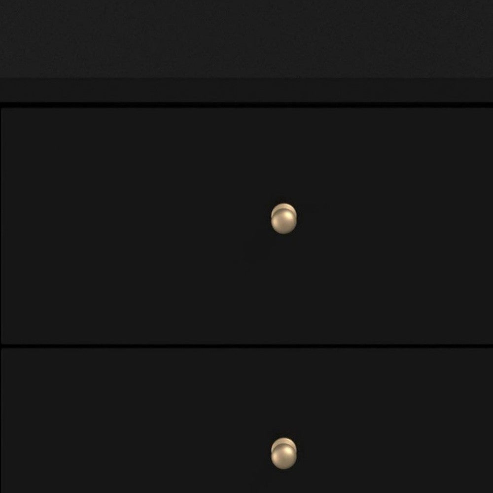 26" Black Solid Wood Two Drawer Nightstand-Nightstands & Bedside Tables-DECOROLALA