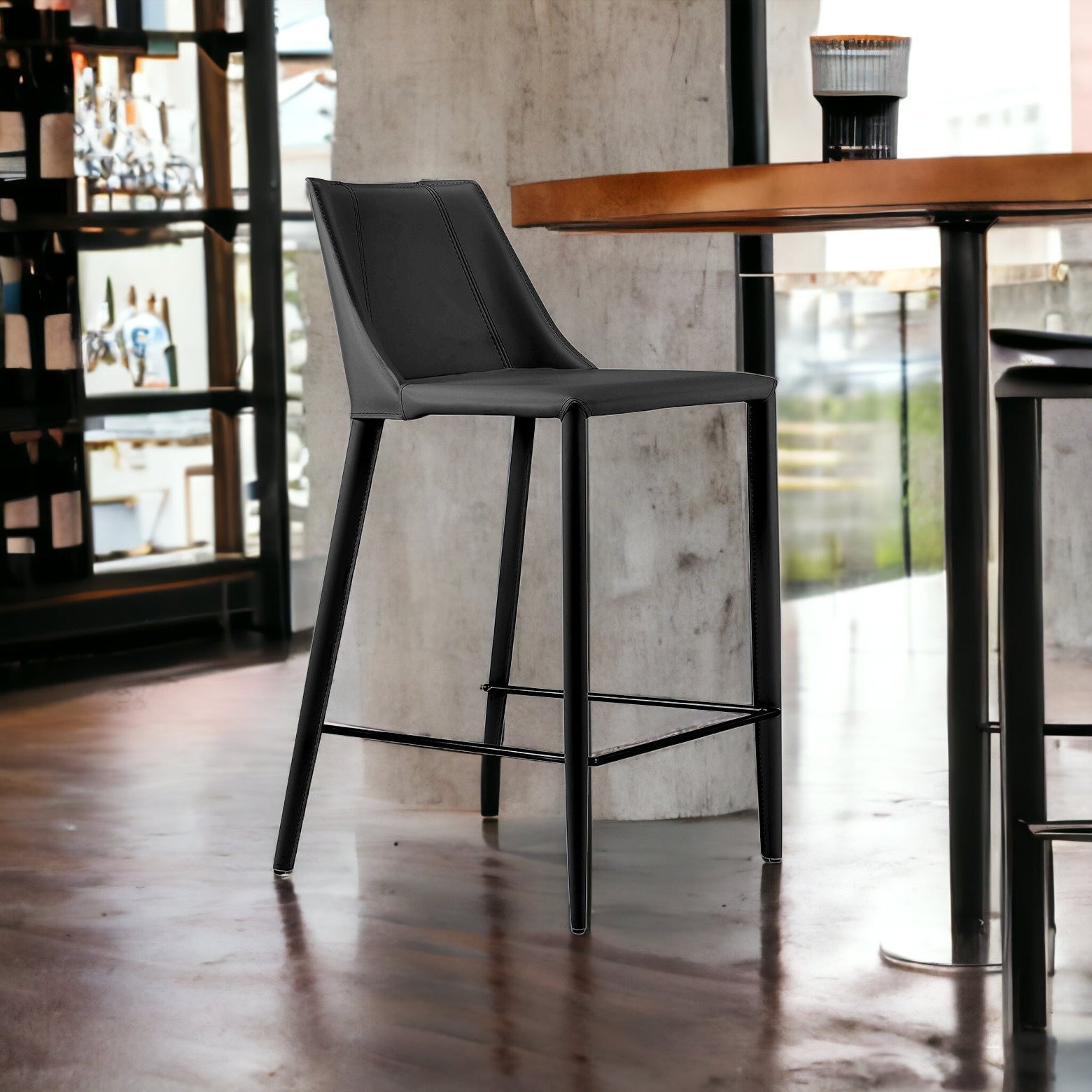 26" Black Steel Low Back Counter Height Bar Chair-Bar Chairs-DECOROLALA