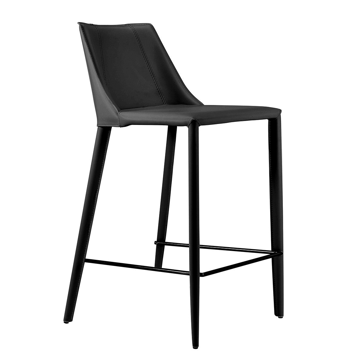 26" Black Steel Low Back Counter Height Bar Chair-Bar Chairs-DECOROLALA