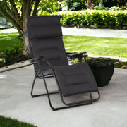 26" Black Steel Outdoor Zero Gravity Chair with Black Cushion-Outdoor Chairs-DECOROLALA