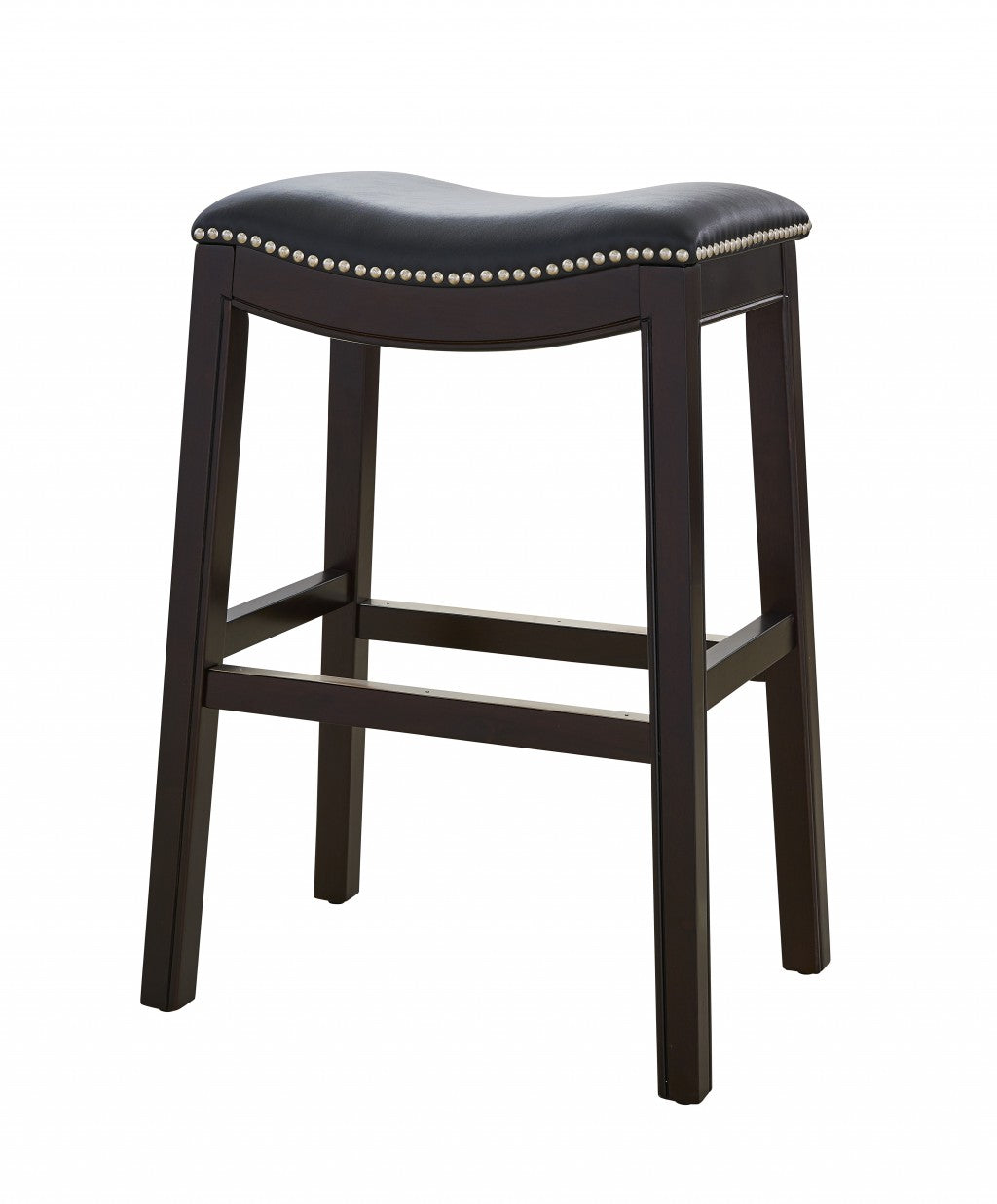26" Black and Espresso Solid Wood Backless Counter Height Bar Chair-Bar Chairs-DECOROLALA