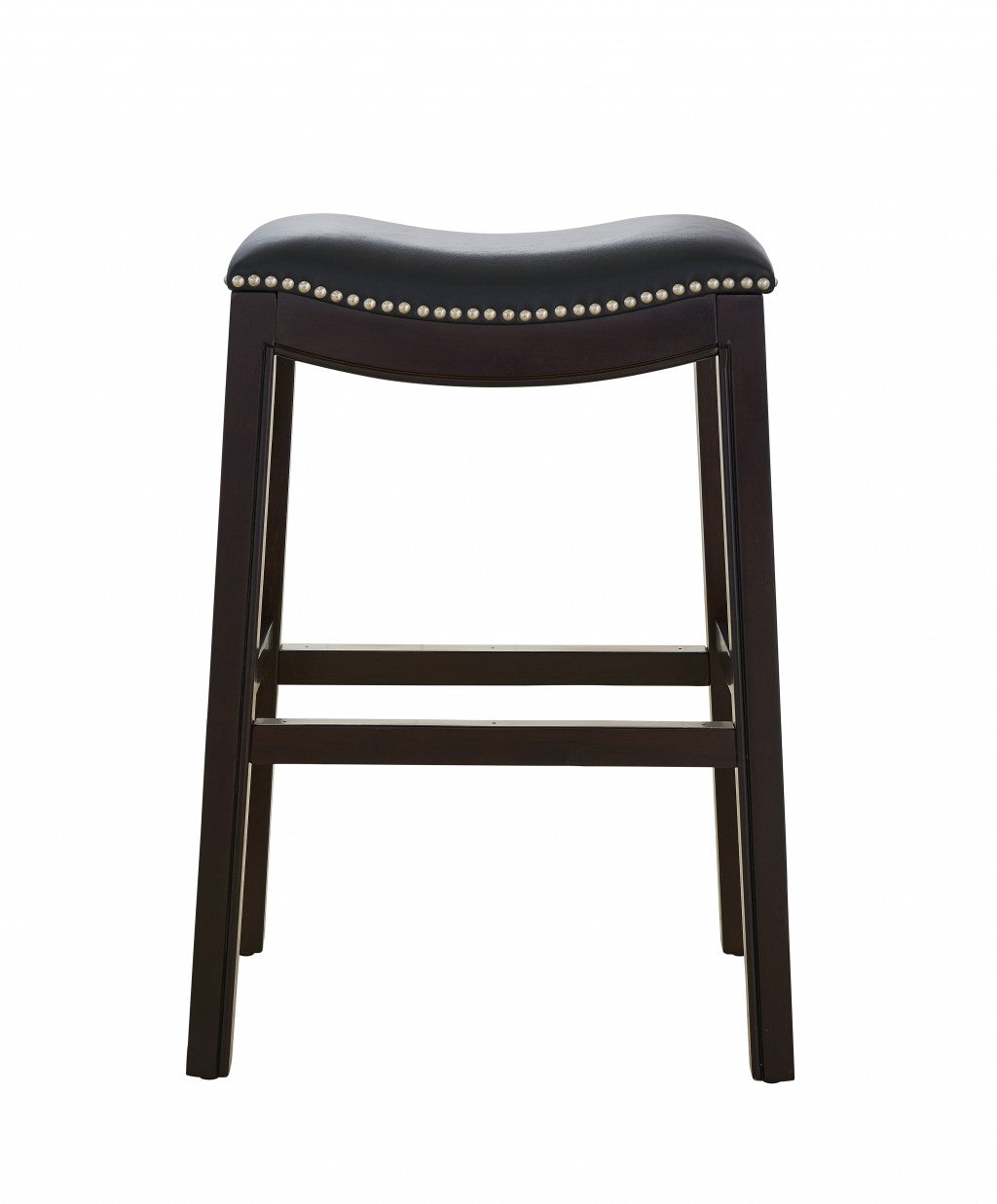 26" Black and Espresso Solid Wood Backless Counter Height Bar Chair-Bar Chairs-DECOROLALA