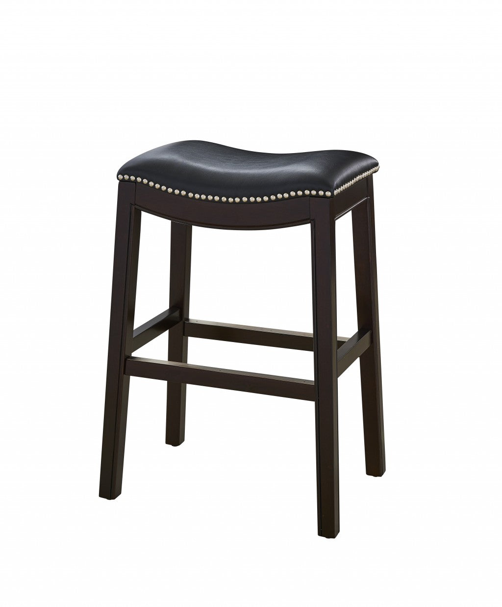 26" Black and Espresso Solid Wood Backless Counter Height Bar Chair-Bar Chairs-DECOROLALA