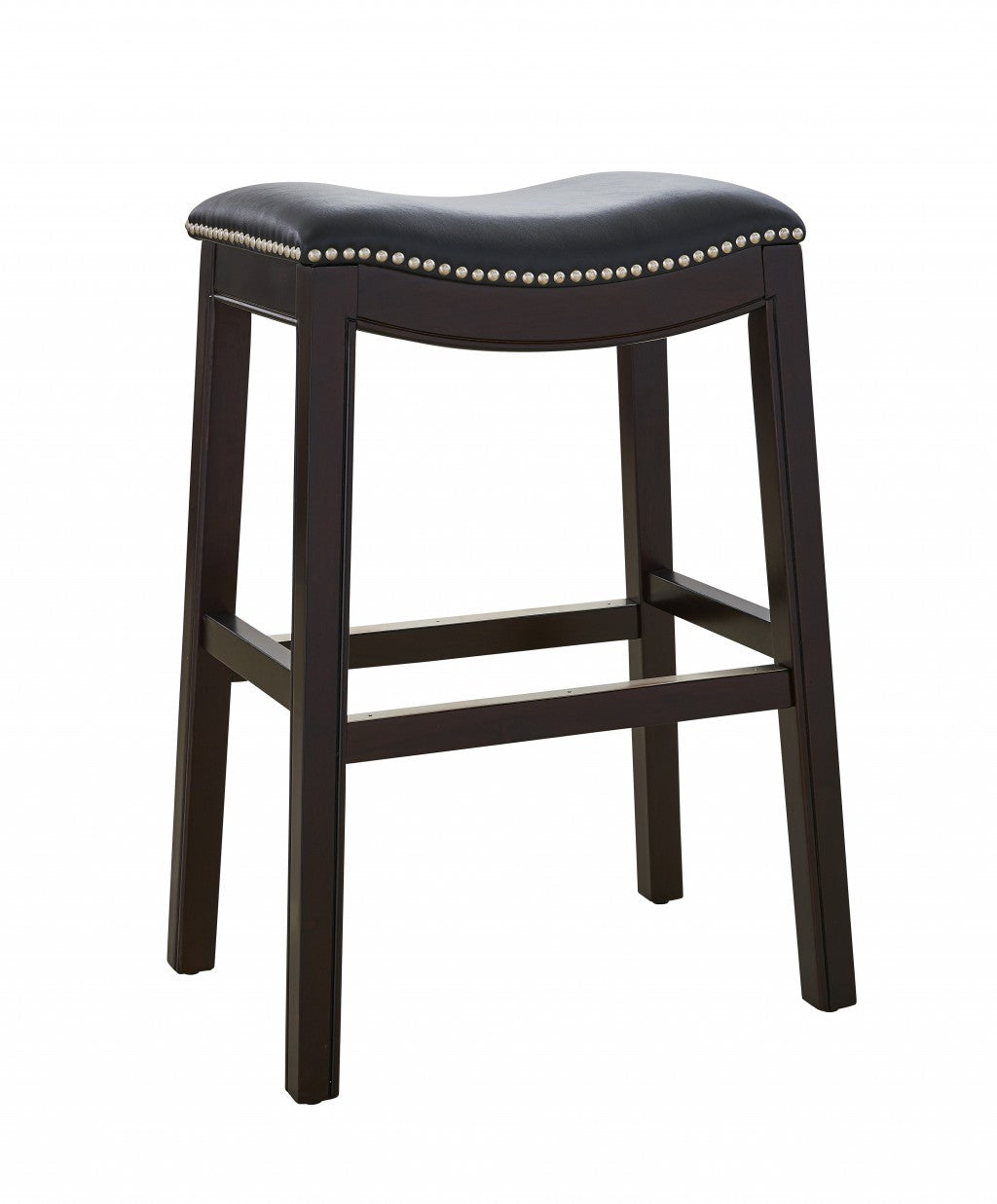 26" Black and Espresso Solid Wood Backless Counter Height Bar Chair-Bar Chairs-DECOROLALA