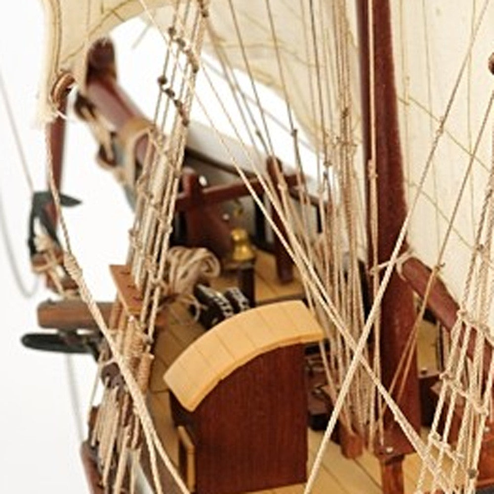 26" Black and White Solid Wood Hand Painted p-Oxybis(benzenesulfonyl hydrazide) Model Boat-Sculptures-DECOROLALA