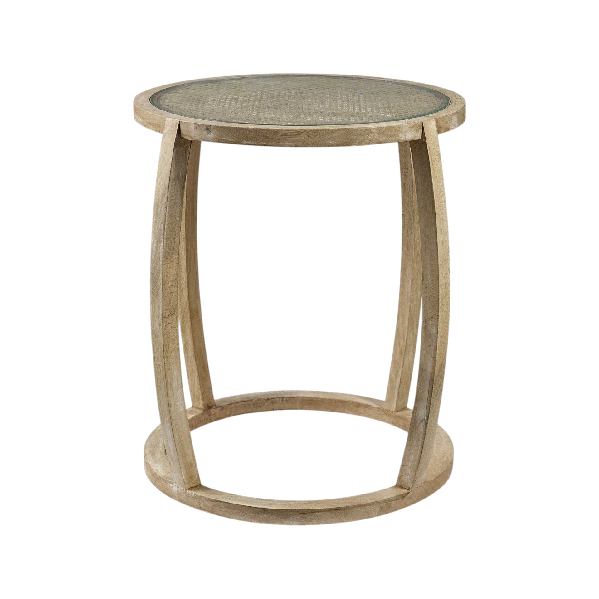 26" Brown And Clear Glass Round End Table-End-Side Tables-DECOROLALA