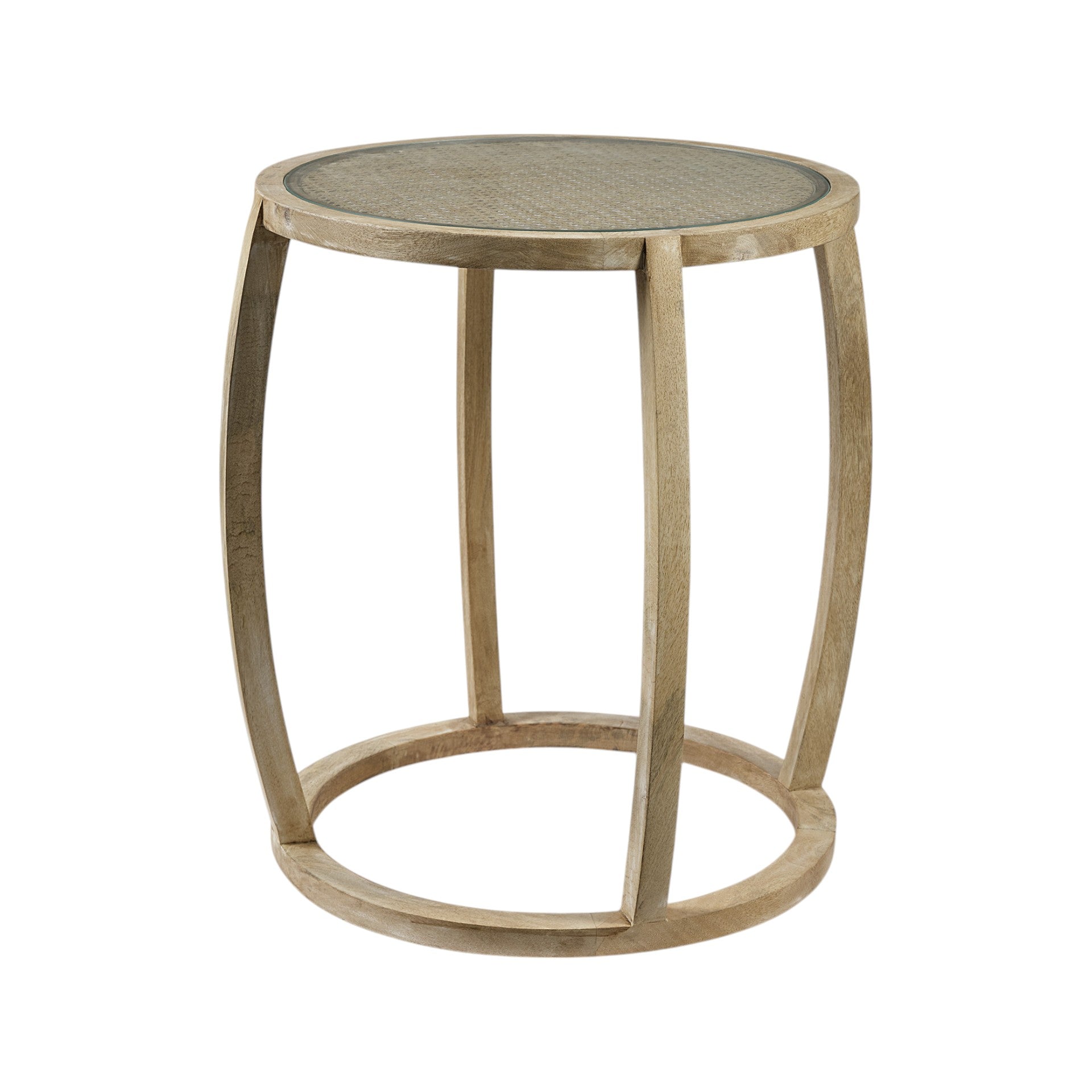 26" Brown And Clear Glass Round End Table-End-Side Tables-DECOROLALA