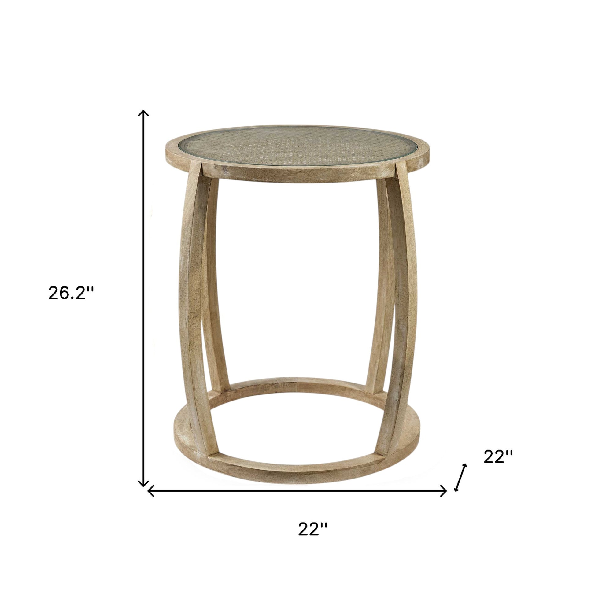 26" Brown And Clear Glass Round End Table-End-Side Tables-DECOROLALA