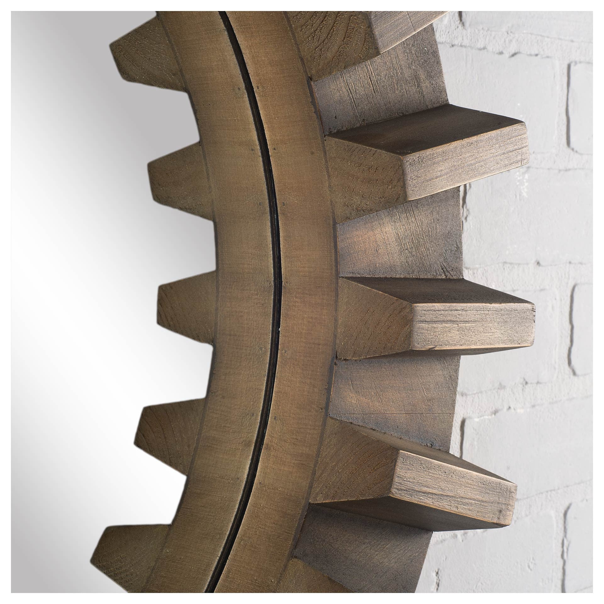 26" Brown Round Wood Framed Accent Mirror-Mirrors-DECOROLALA