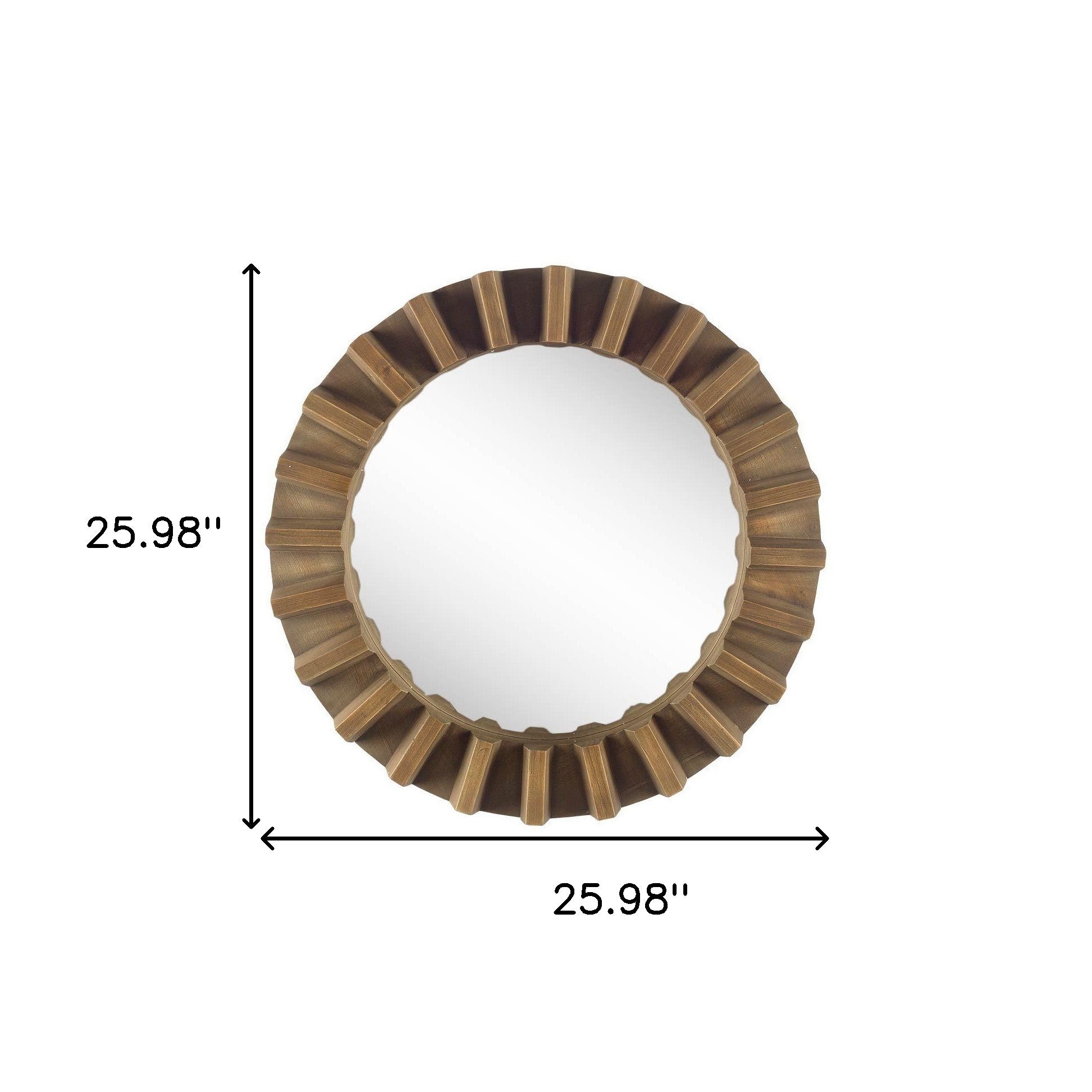 26" Brown Round Wood Framed Accent Mirror-Mirrors-DECOROLALA
